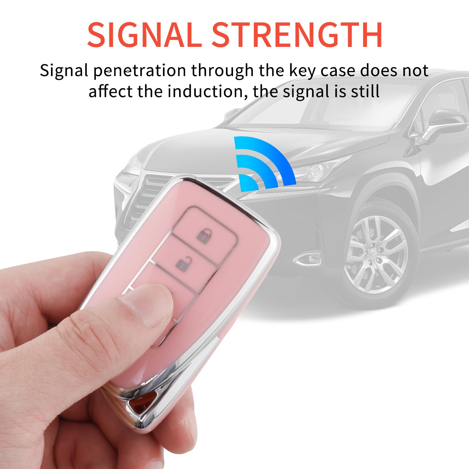 Pangpai Pink Key Fob Cover for Lexus, Soft TPU Key Case Protection with Bling Keychain Fit for Lexus RX ES GS LS NX RS GX LX RC