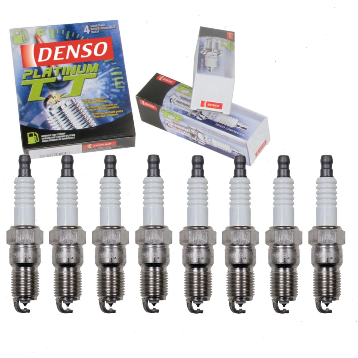 8 pc DENSO Platinum TT Spark Plugs compatible with GMC Sierra 1500 4.8L 5.3L 6.0L 6.2L V8 1999-2013