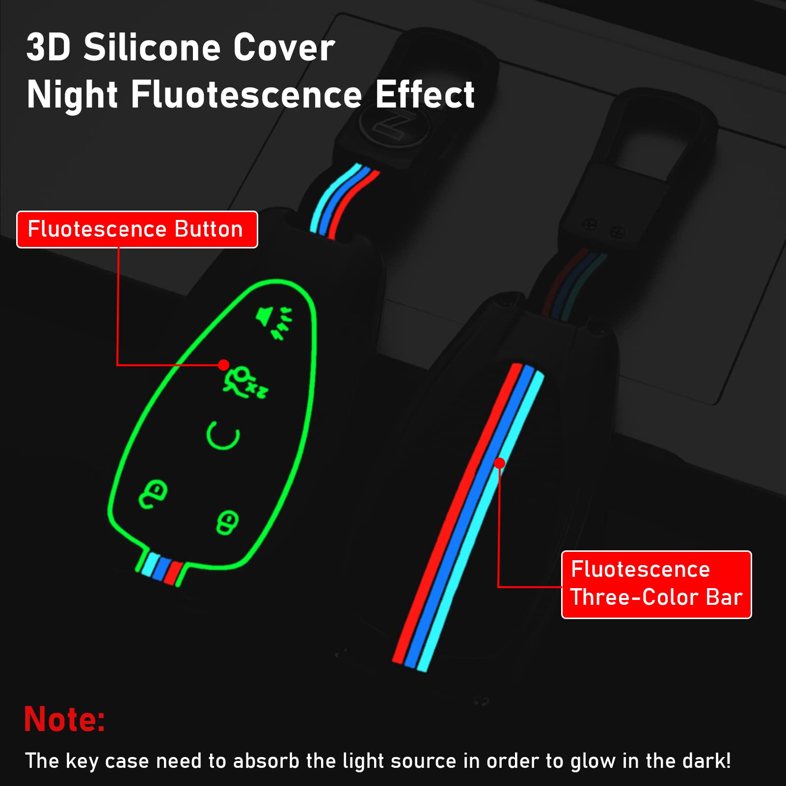 Moonlinks Key Fob Cover 5 Button Compatible With 2016-2022 Chevy Malibu Camaro Cruze Traverse Sonic Volt Bolt Equinox,Metal Silver Key Case & Silicone Key Cover With Keychain Key Protector Shell