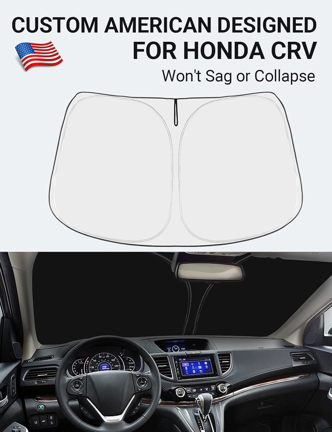 Proadsy 2025 Upgrade Windshield Sun Shade Custom Fit 2012-2016 Honda Crv 4-Layer Foldable Front Sunshade Protector Sun Visor Blo