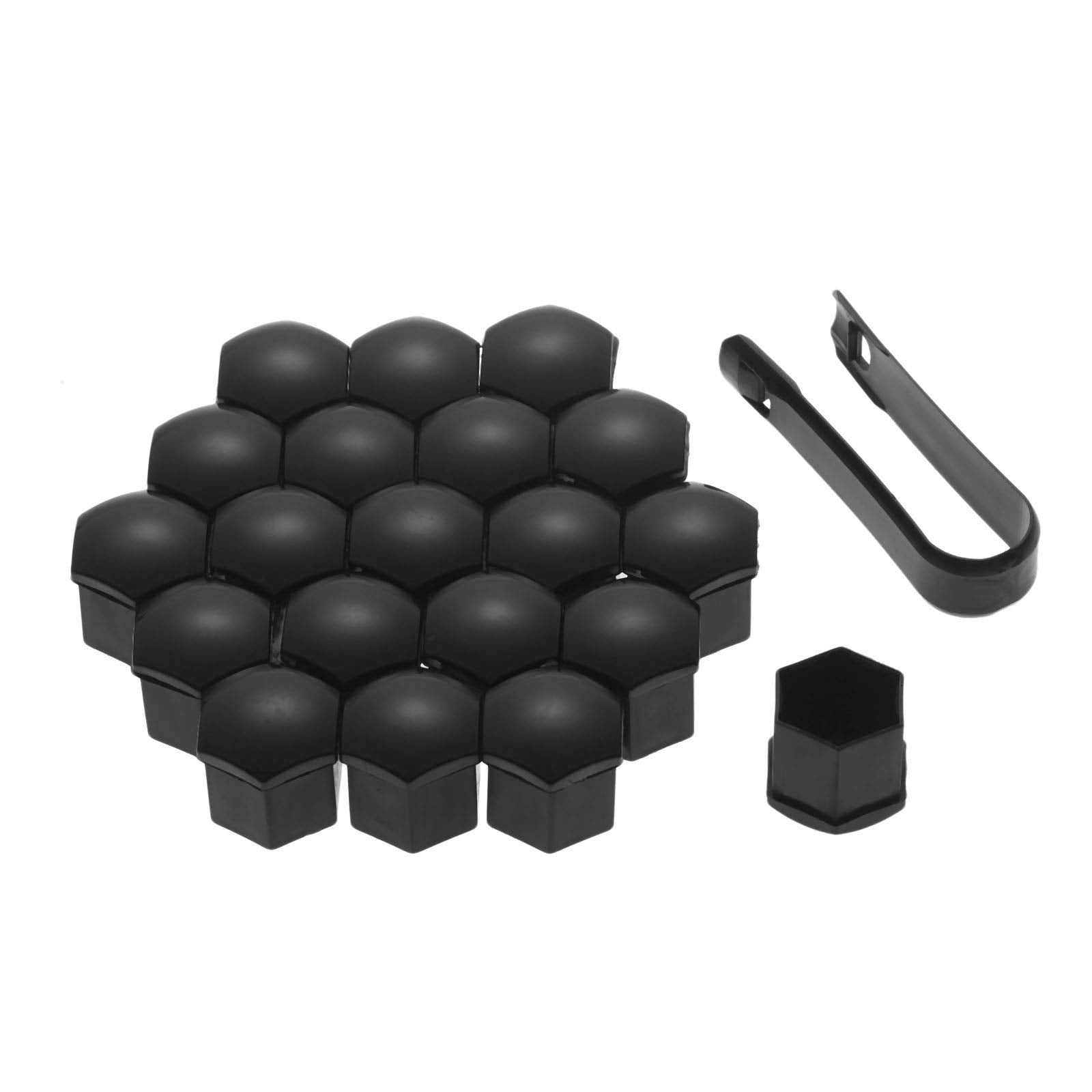 Mtsooning  20Pcs Wheel Nut Caps,19Mm Black Vinyl Flexible Lug Covers,Auto Hub Lug Nut Bolt Cover With Remover Tool