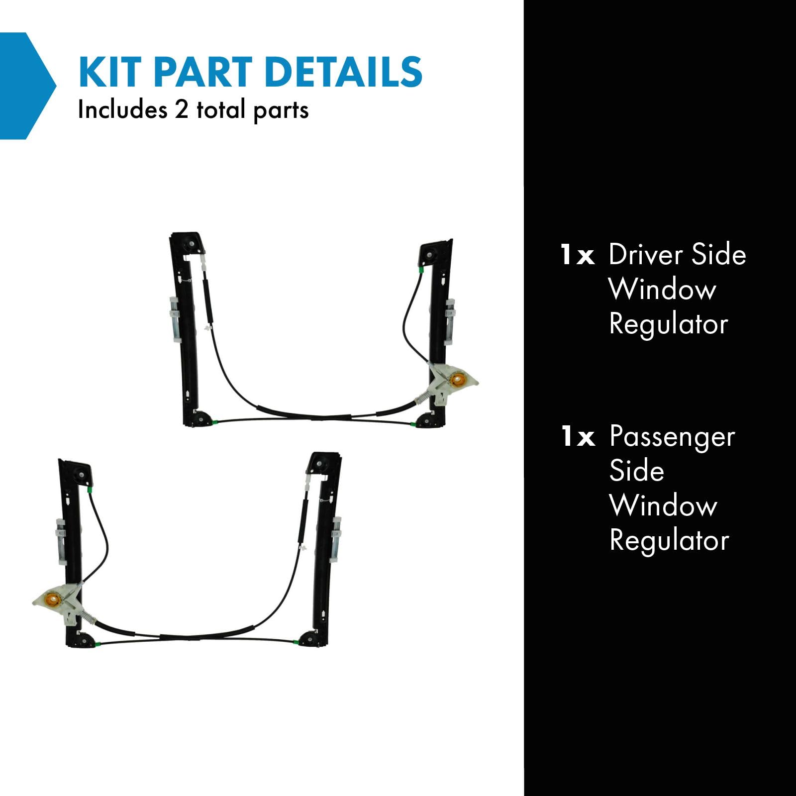 Trq Driver & Passenger Side Power Window Regulator Set Compatible With 2005-2008 Mini Cooper