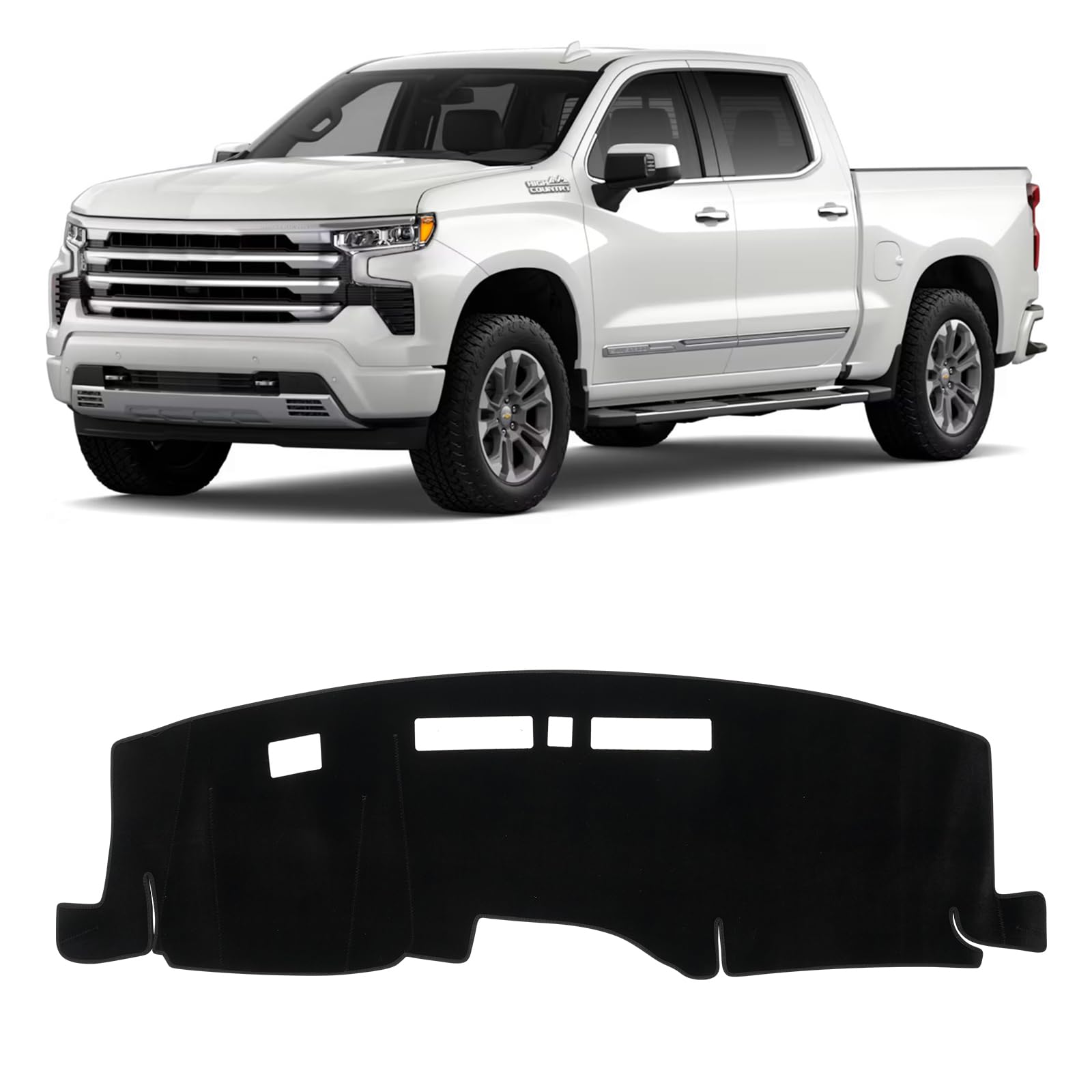 Autorder Dashboard Cover Mat For 2022-2025 Chevrolet Silverado Accessories Dash Cover Upgrade Velvet Dash Mat Sunshade Glare Uv