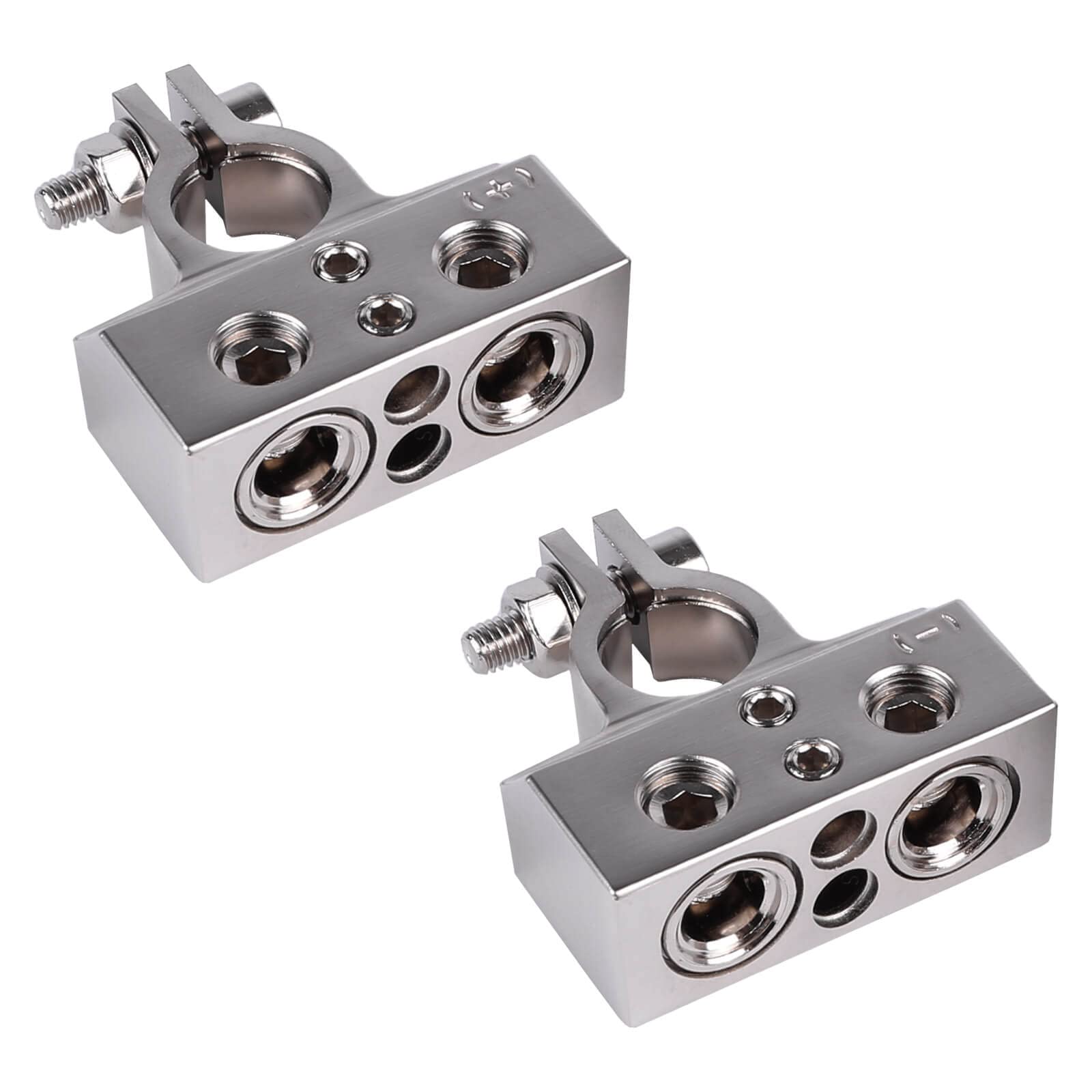 Skar Audio X2 0/4 Gauge And X2 8/10 Gauge (+/-) Top Post Heavy Duty Positive And Negative Battery Terminals (Sk-Batterms1)