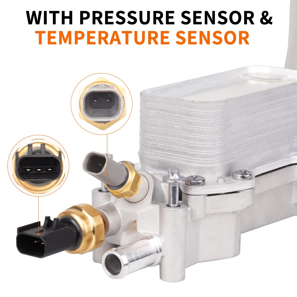 Aluminum Engine Oil Cooler And Oil Filter Housing Adapter Gaskets Sensor Fit For 2011-2016 Chrysler 200 300, Dodge Charger, Gran