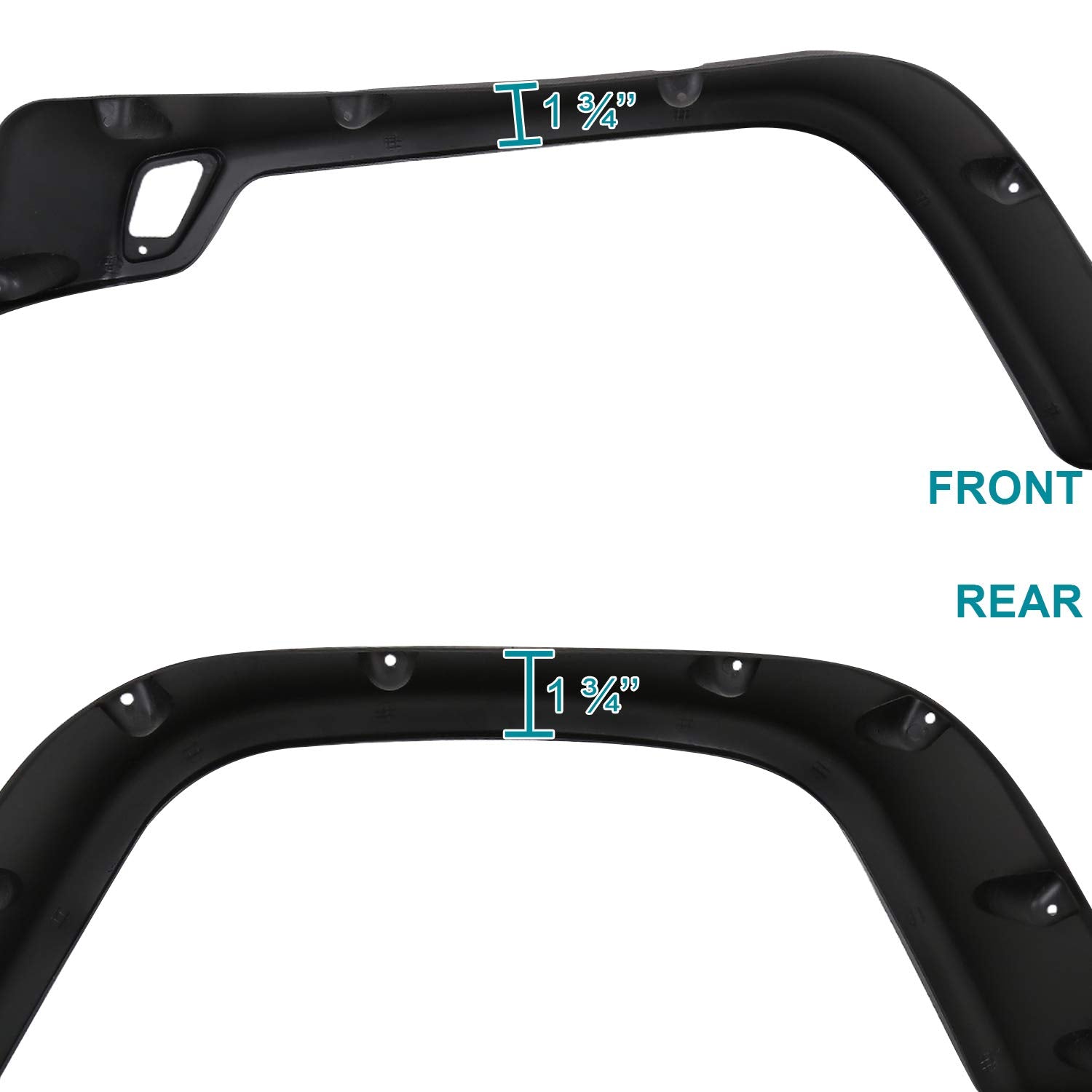 SPEC-D Tuning 6PC Fender Flares Kit for 1997-2006 Jeep Wrangler TJ, Black, 7" Wide, Polypropylene, Model FDF-WRG97B-PK