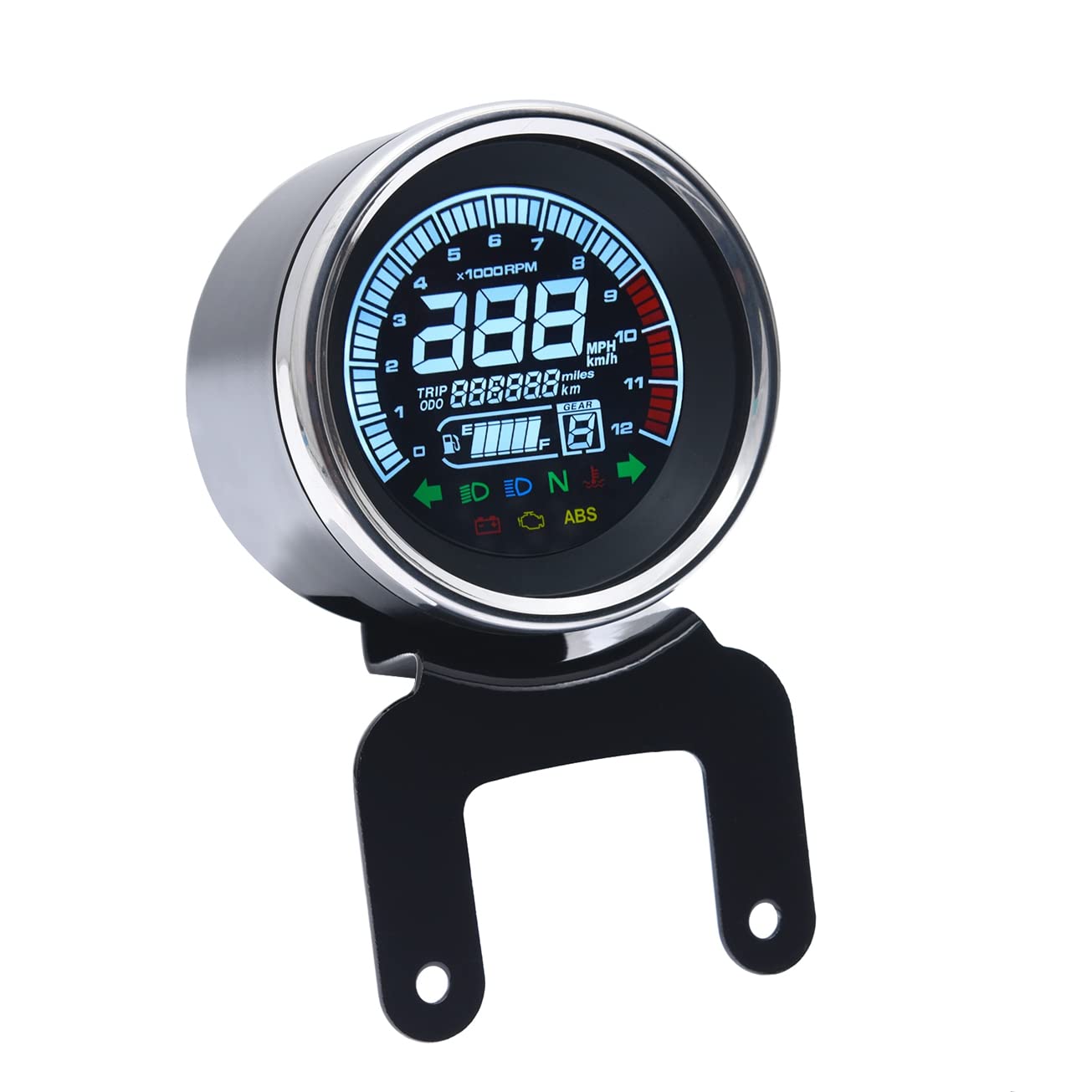 KAOLALI Motorcycle GPS Speedometer - 12V LCD Digital Odometer, Tachometer & Fuel Gauge for Accurate Speed Tracking and Performance Monitoring