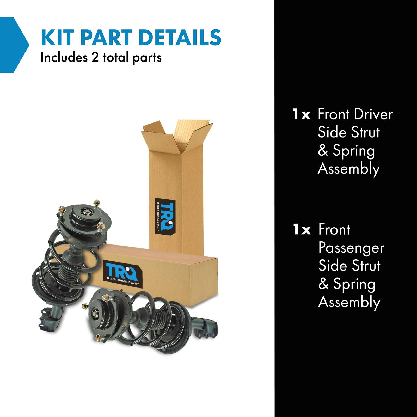 Trq Front Strut & Coil Spring Assembly Set Driver & Passenger Sides Compatible With 09-14 Toyota Venza