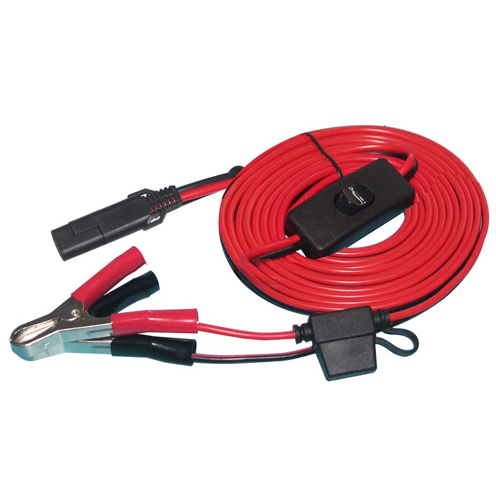 Sparking 10Ft 12V Battery Alligator Clip To Sae 2Pin Quick Disconnect Cable Sae To Battery Clamp-On Cable 15A Fuse (10Ft)