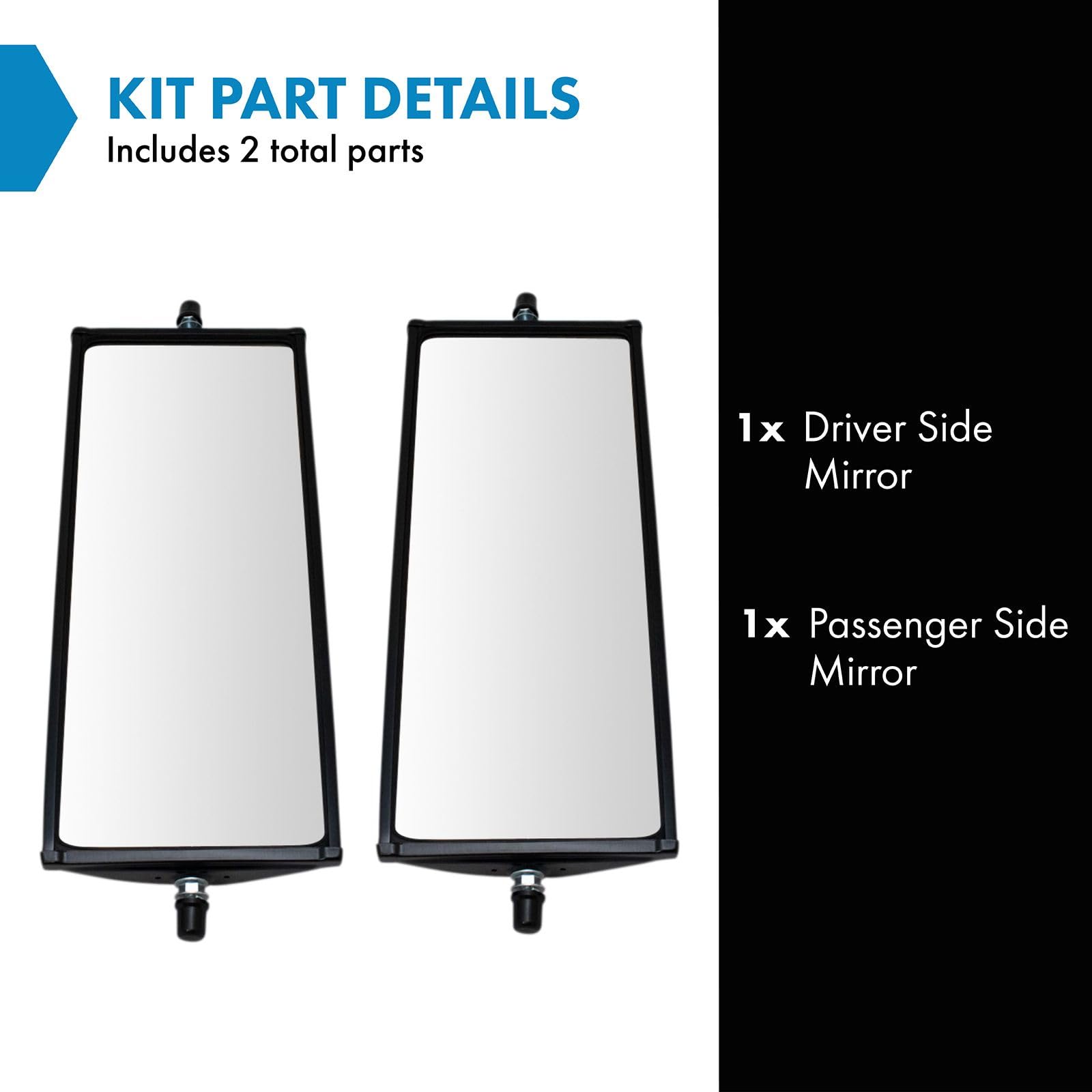 Trq 16'' X 6.5'' Stainless Steel West Coast Mirror Pair Pillow Back For Hd Semi Truck