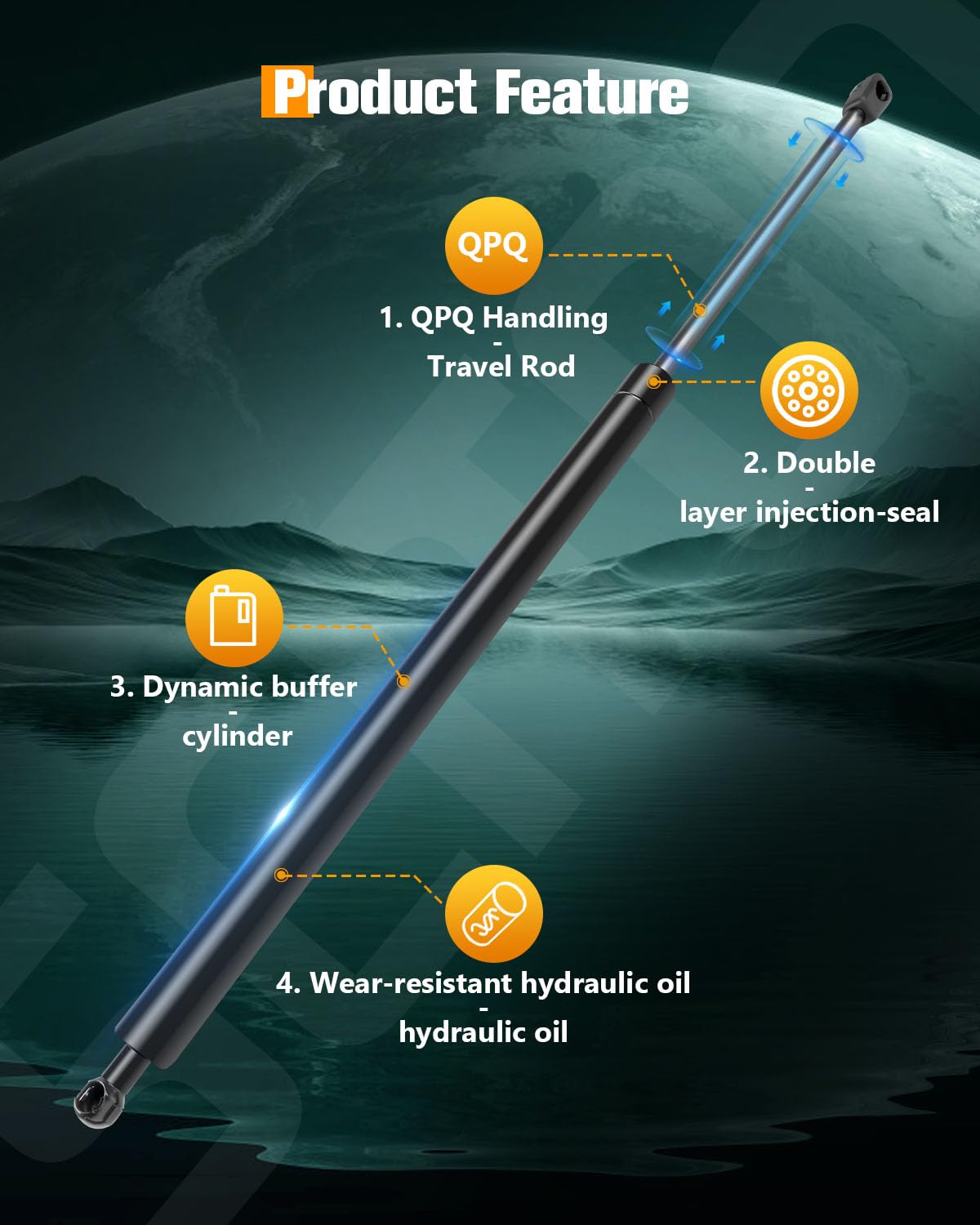 Scitoo 4364 18.98'' Lift Supports Fit For Dodge Ram 1500 2002-2010,For Dodge Ram 2500 2002-2010,For Dodge Ram 3500 2002-2010,For