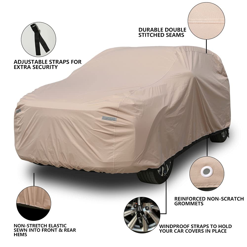Suv Car Cover Water Resistant All Weather - Coverado Ultra-Protection 6 Layer 300D Heavy Duty Full Exterior Car Covers With Lock For Automobiles, Universal Fit For Outdoor Suv (170'-190')
