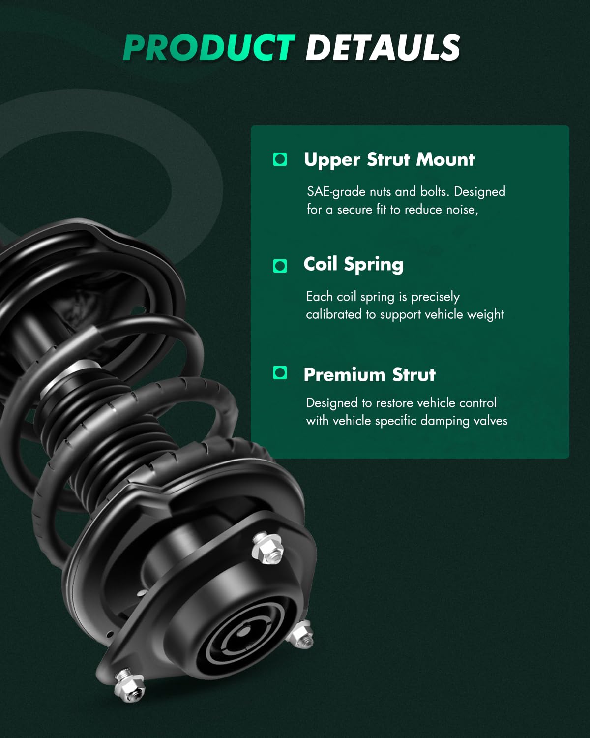 Scitoo Quick Complete Struts Assembly Shock Absorber Fit 2000-2006 For Hyundai Elantra (Front Pair)