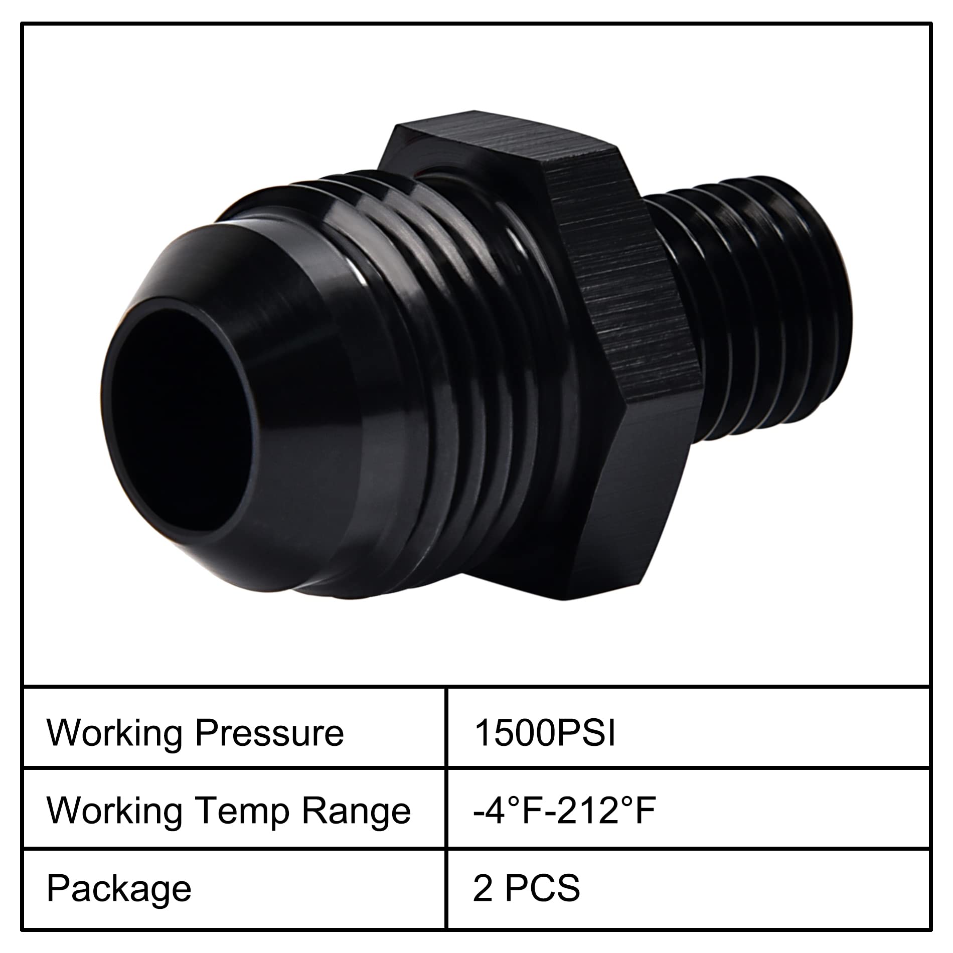 Evil Energy 8An Male Flare To M12 X 1.5Mm Male Metric Fitting Adapter Aluminium Alloy 2Pcs