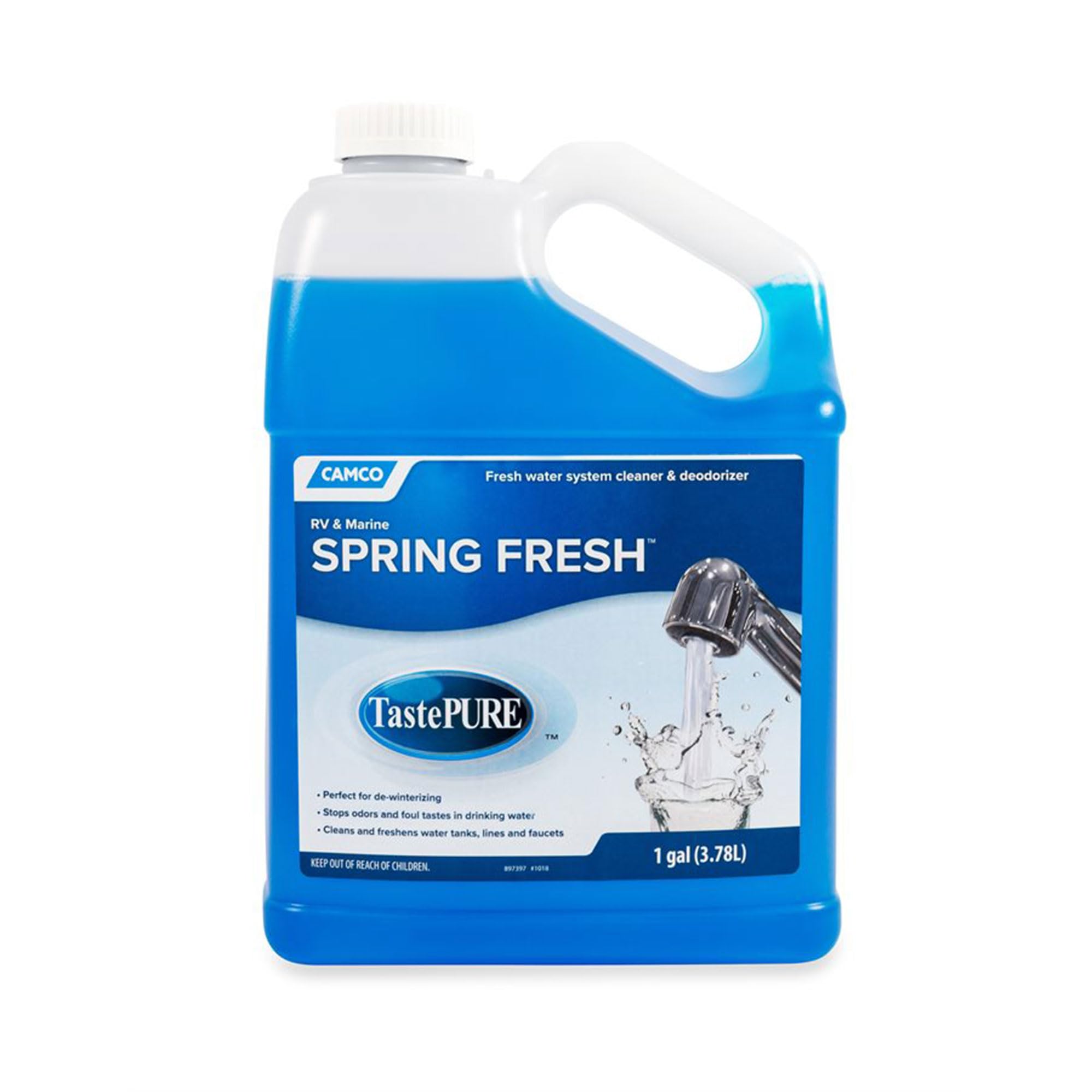 Camco TastePURE Spring Fresh Water System Cleaner and Deodorizer for RV and Marine | Cleans and Freshens Water Lines | Great for Dewinterizing - 1 Gallon (40207)