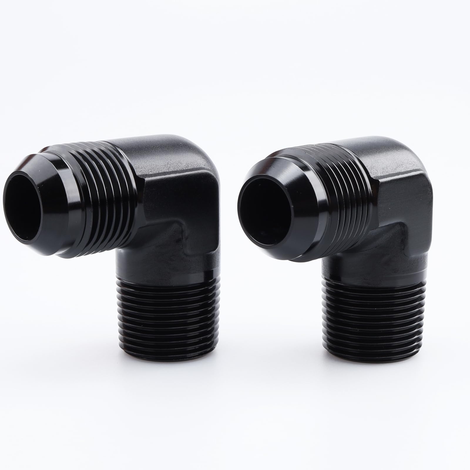 Ac Performance 90 Degree Elbow -12 An Male To 3/4'' Npt Male Fitting Adapter Connector Aluminum Black, Pack Of 2