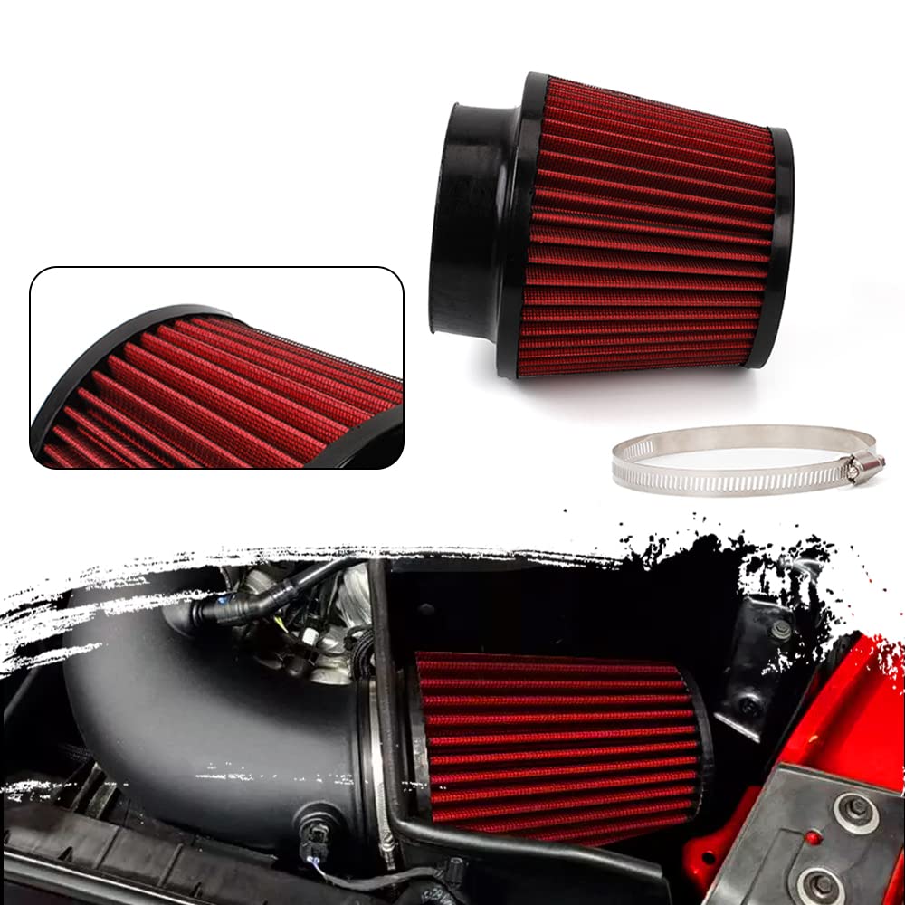 Red 4'' 100Mm Inlet Cone Replacement Dry Air Filter High Flow Car Truck Performance Cold Air Intake Filter