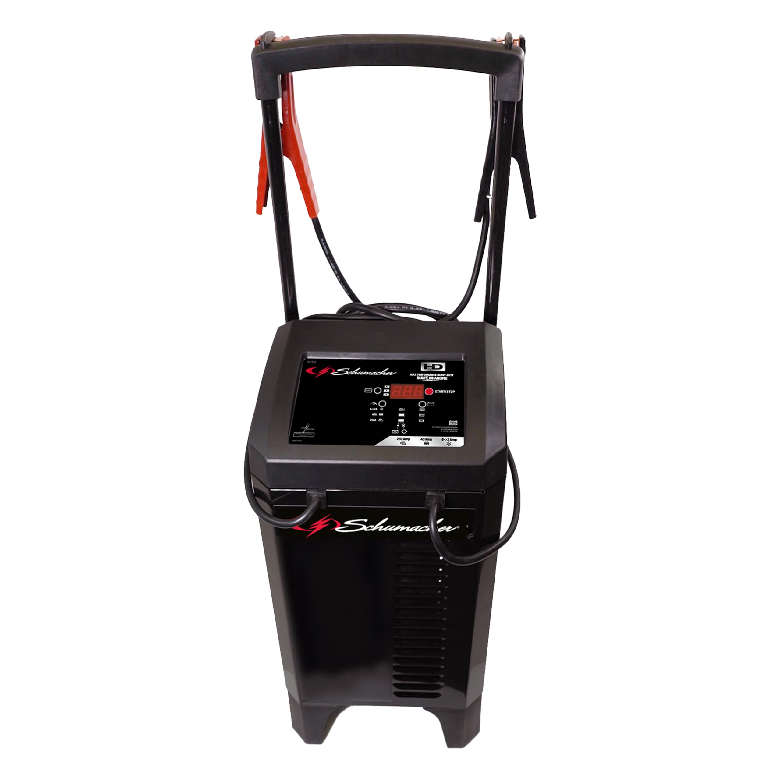 Schumacher Electric Wheeled Battery Charger and Engine Starter, SC1325, 4-in-1, Fully Automatic, 250 Amps, 40 Amp Boost Mode, 6 