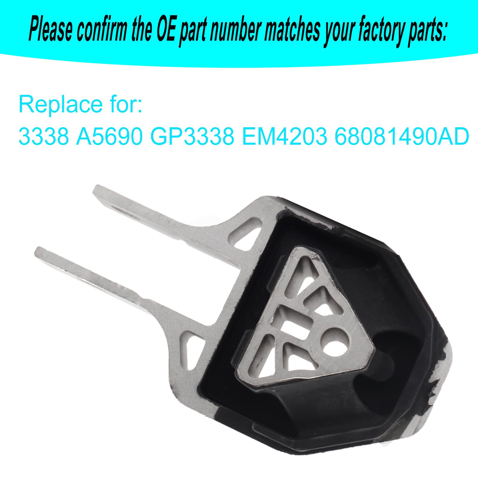 Rear Torque Strut Mount Compatible with 2013-2016 Dodge Dart 2.0L 2.4L Replacement for 3338 A5690 68081490AD