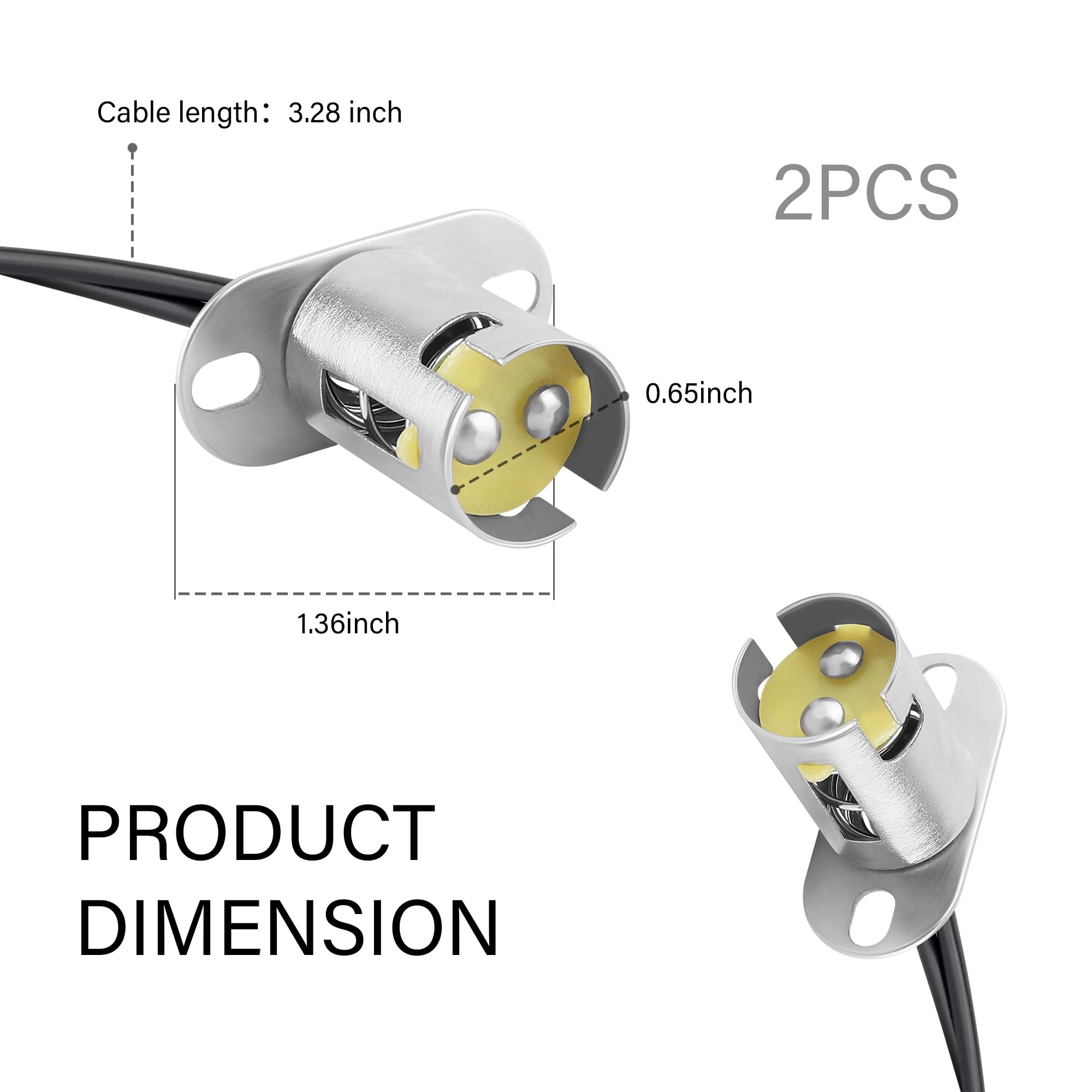 IHOTDER 2PCS Car Bulb Socket,BA15D Car Light Bulb Socket Adapter with 2 Wire Connectors,Multi-Purpose BA15D LED Bulb Socket Hold