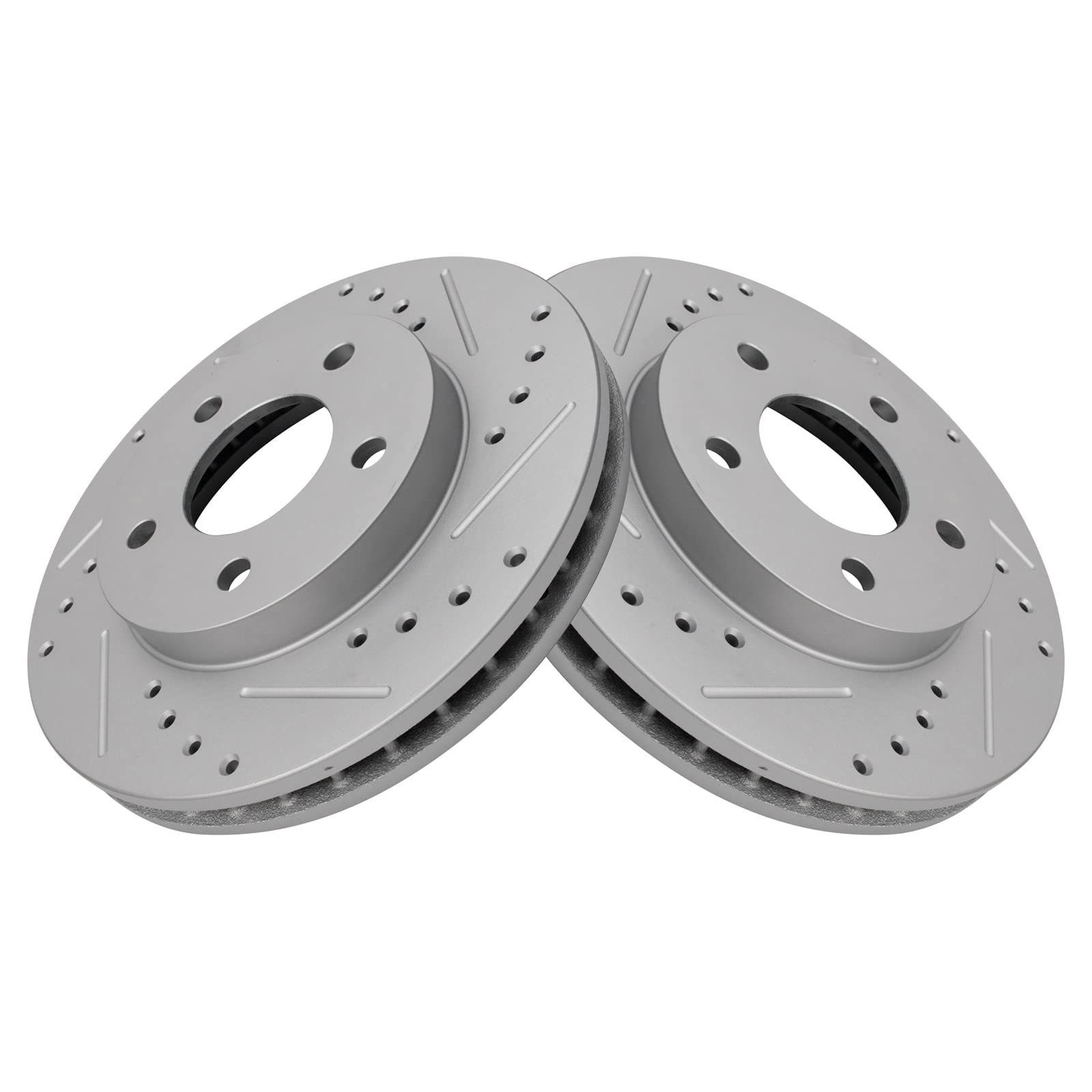 Trq Front Performance Brake Rotors Set Premium G-Coated Cross Drilled & Slotted Compatible With 2002-2007 Buick Rendezvous 2001-