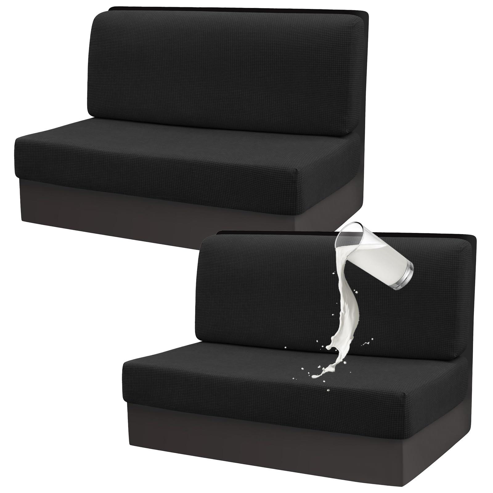 Gollense RV Dinette Cushion Covers Set of 2, Waterproof Stretch Camper Cushion Covers, Sectional Replacement RV Seat Covers for 