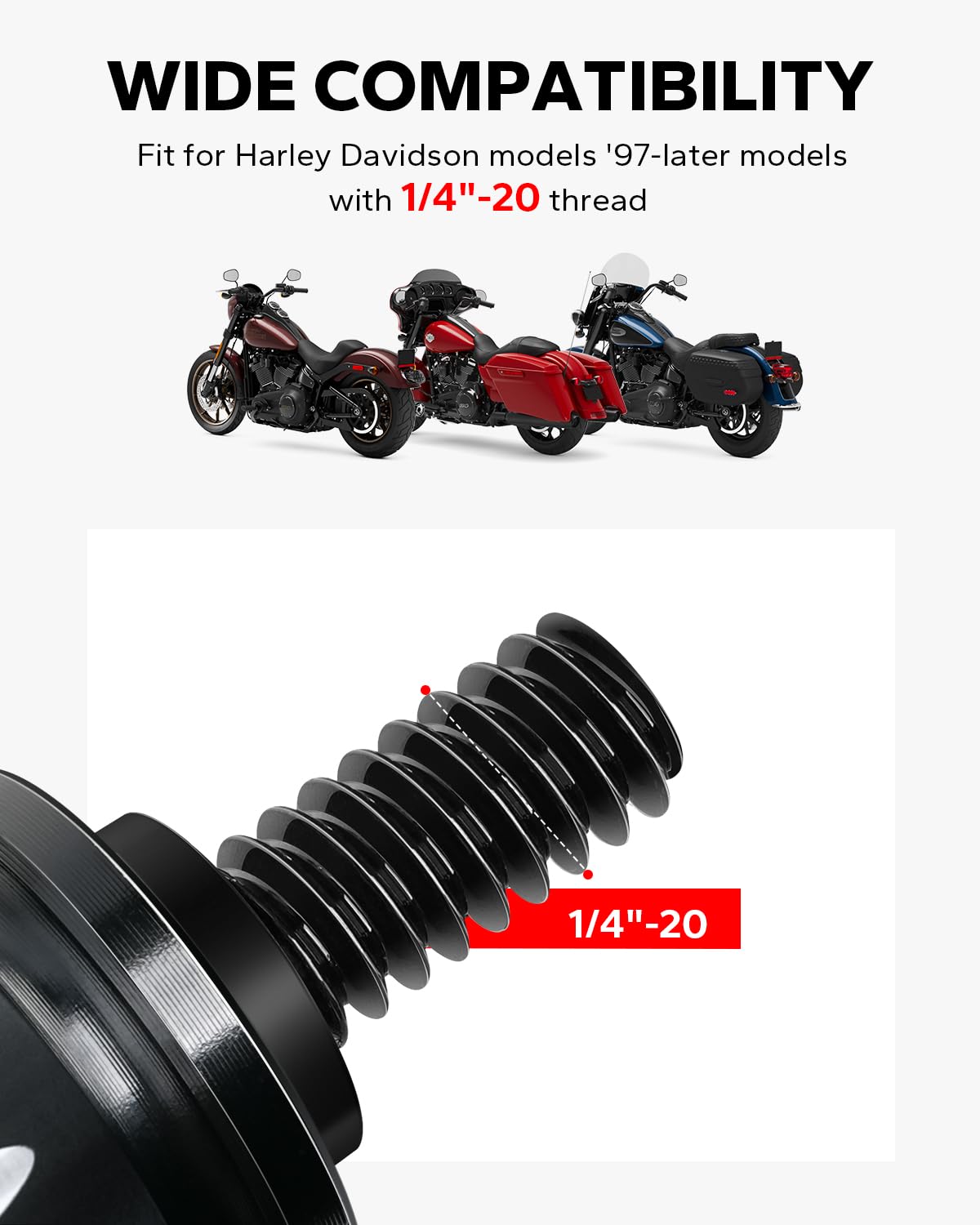 Amazicha Black Knurled Stainless Steel Screw Seat Bolt With Knob Cover Tab Compatible For Harley Davidson Touring 1996-2024