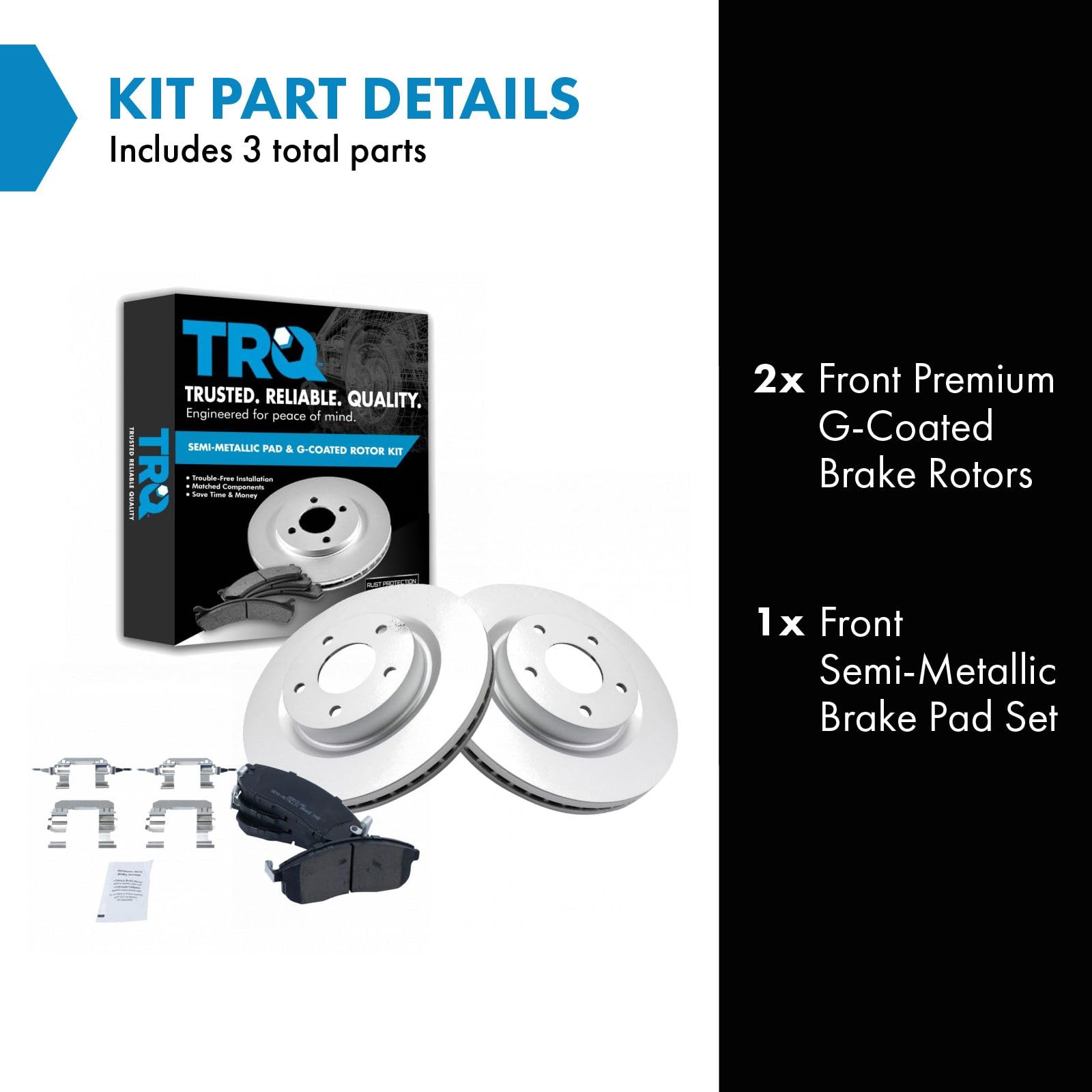 Trq Front Brake Pad & Rotor Kit Brake Pads Brake Rotor Semi-Metallic Premium G-Coated Compatible With 2007-2013 Nissan Altima