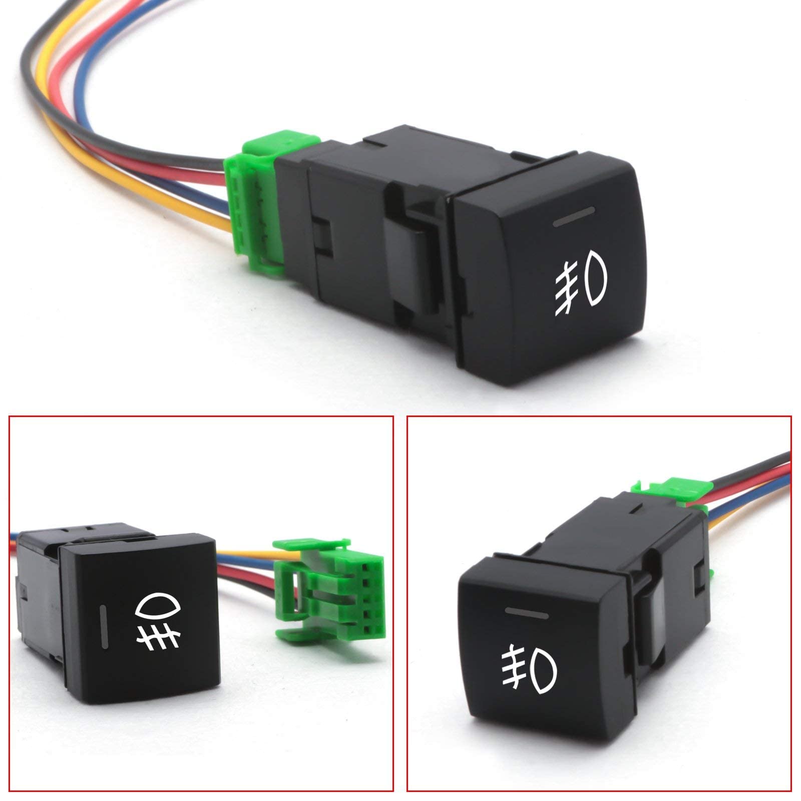 Xotic Tech Factory Style 4-Pole 12V Push Button Switch w/LED Background Indicator Lights for Fog Lights, DRL, LED Light Bar, etc