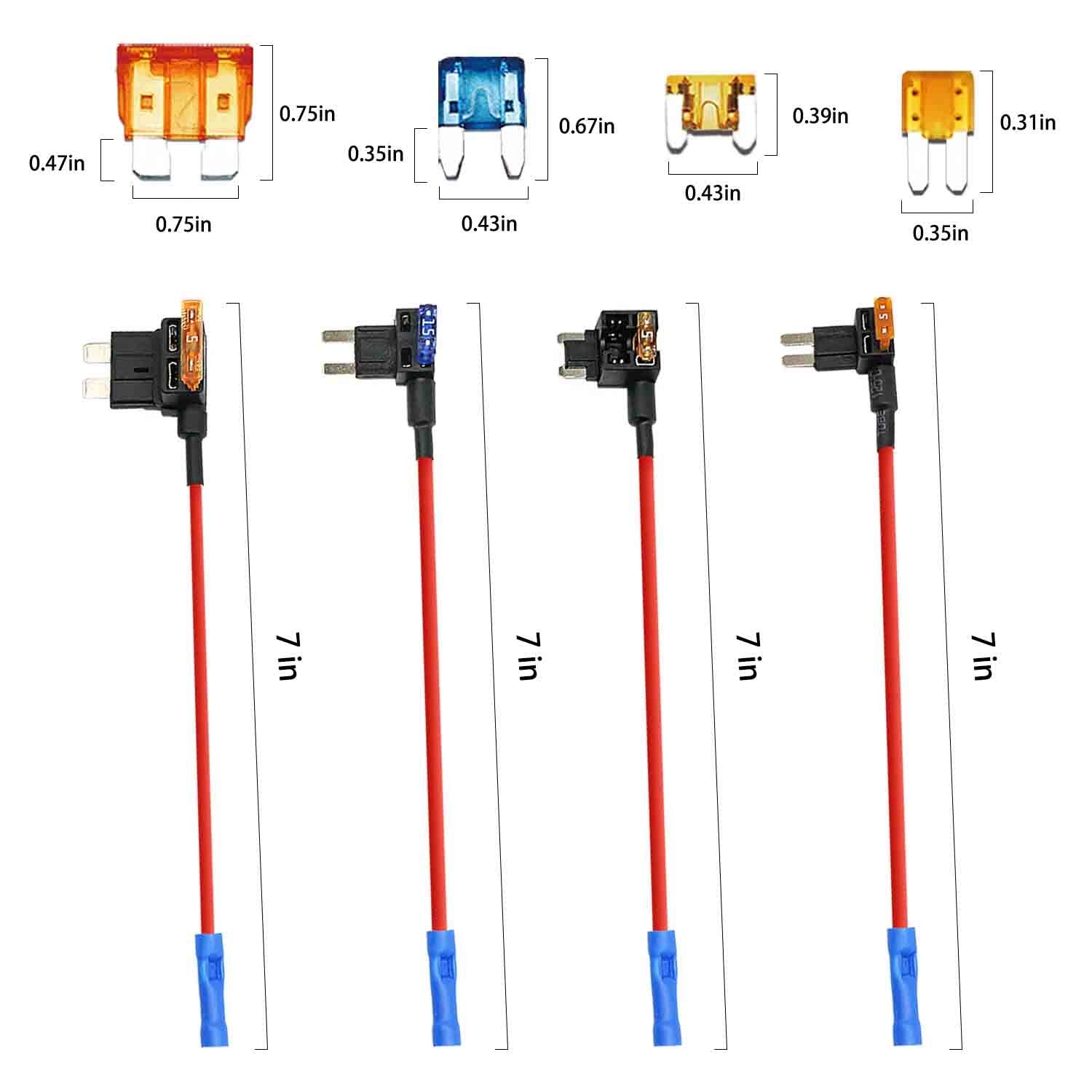 12 Pack Add A Circuit Fuse Tap - 12V Fuse Adapter For Car - Mini Automotive Fuse Connector Atc Amp Blade Fuse Holder