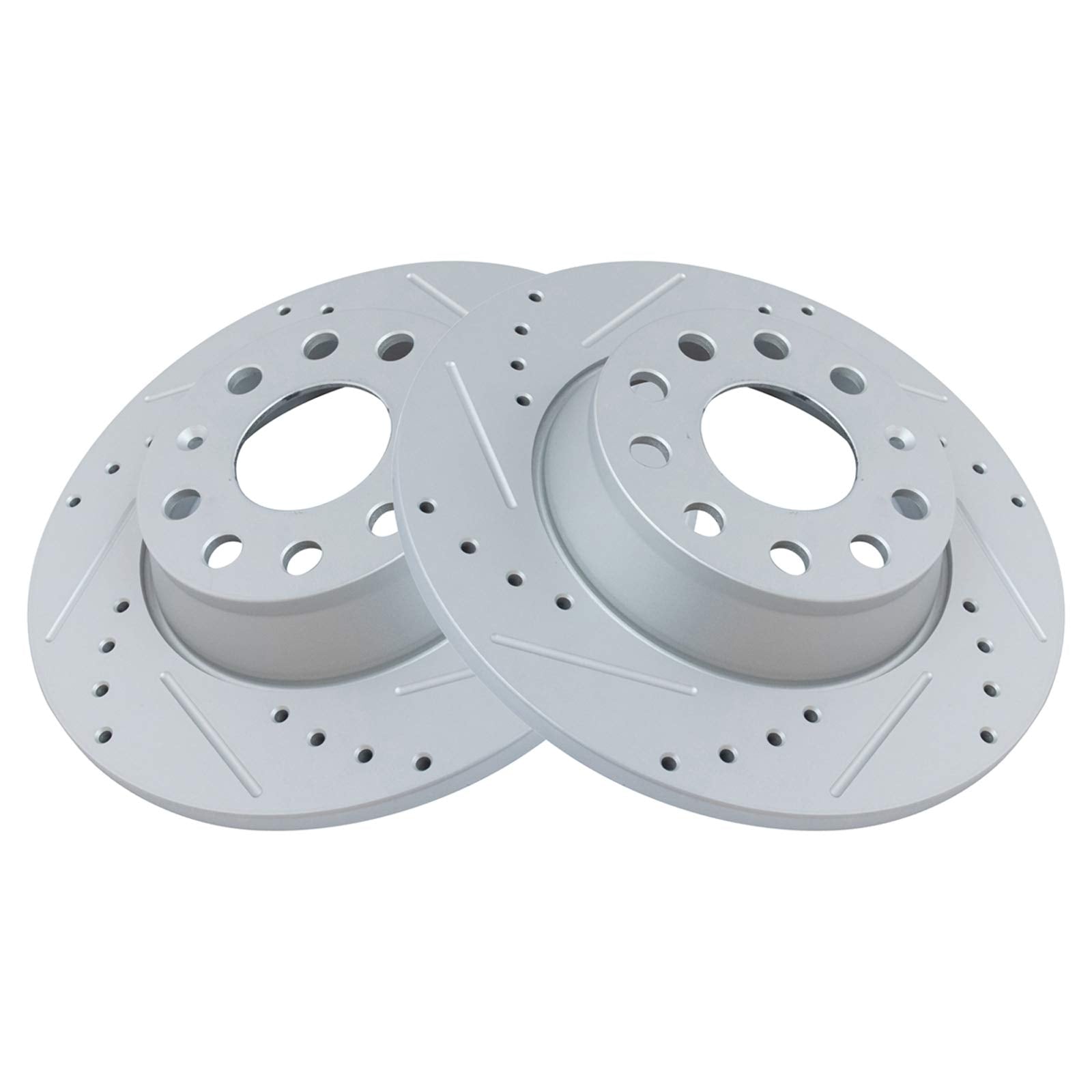 Trq Rear Performance Brake Rotor Drilled Slotted Pair Set For A3 / A3 Quattro/Cc/Eos/Gti/Jetta/Passat/Tiguan