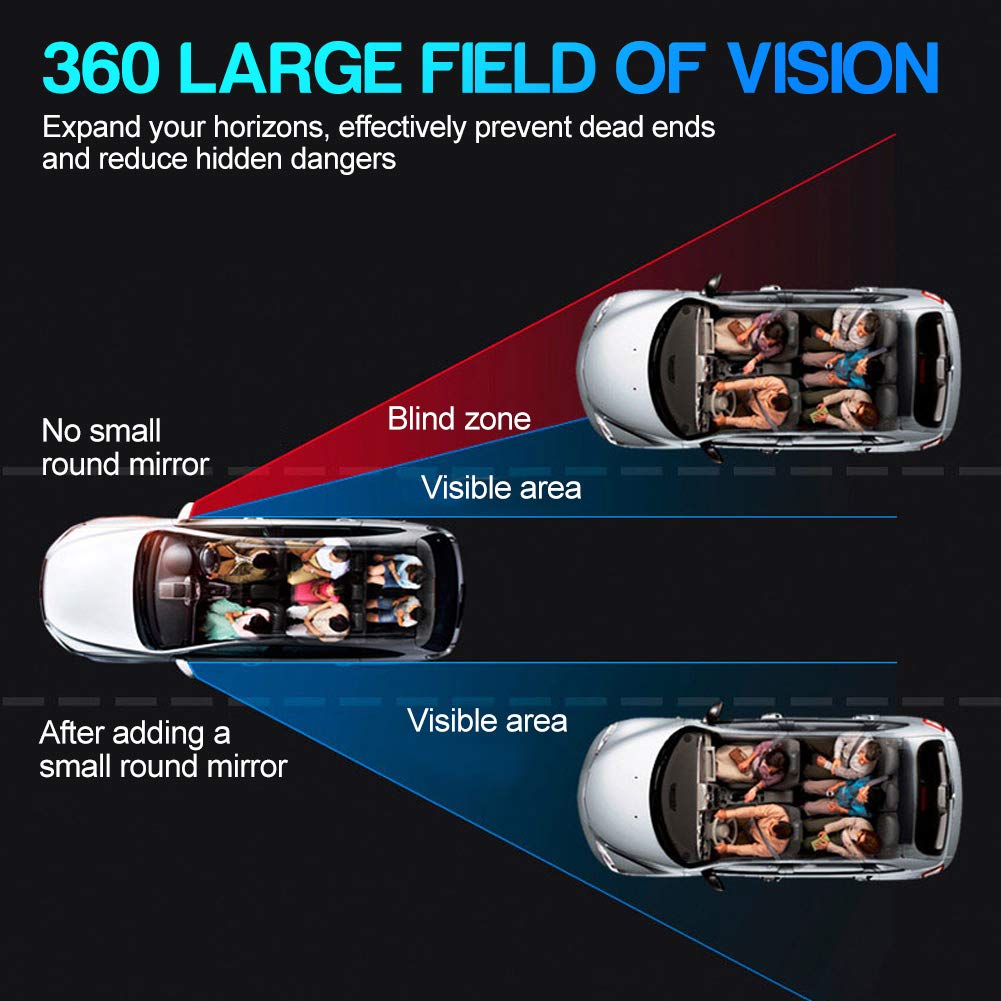 Car Blind Spot Mirrors(5.12 * 2.75in), Adjustable Auxiliary Universal Wide Angle Mirror for Universal Car SUV Mirrors Strong Adh