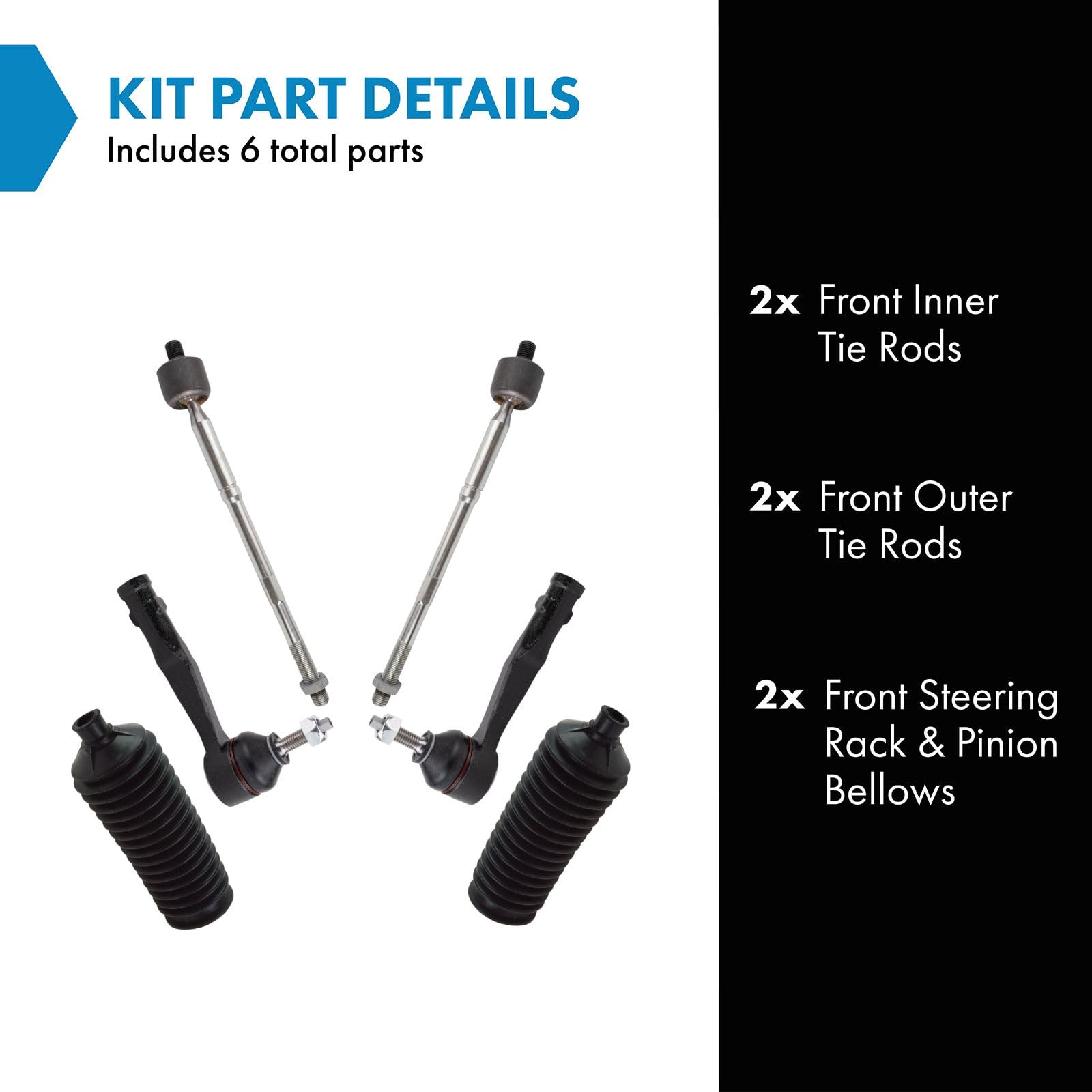 Trq Front Steering Kit Steering Rack & Pinion Bellow Tie Rod Compatible With 2017-2020 Jeep Compass