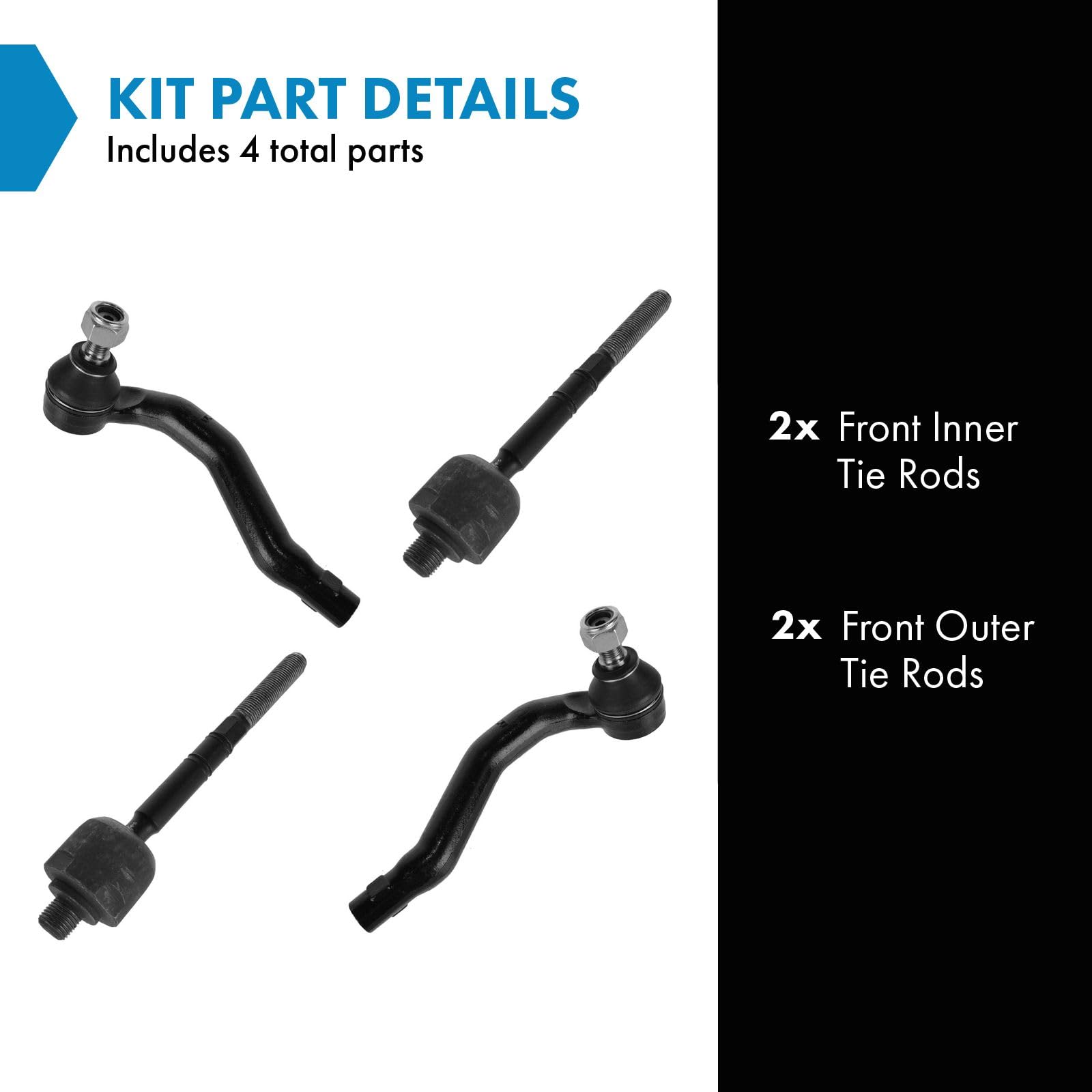 Trq Front Tie Rod Set Compatible With 2003-2005 Mercedes-Benz C240 2006-2007 C280 C320 C350
