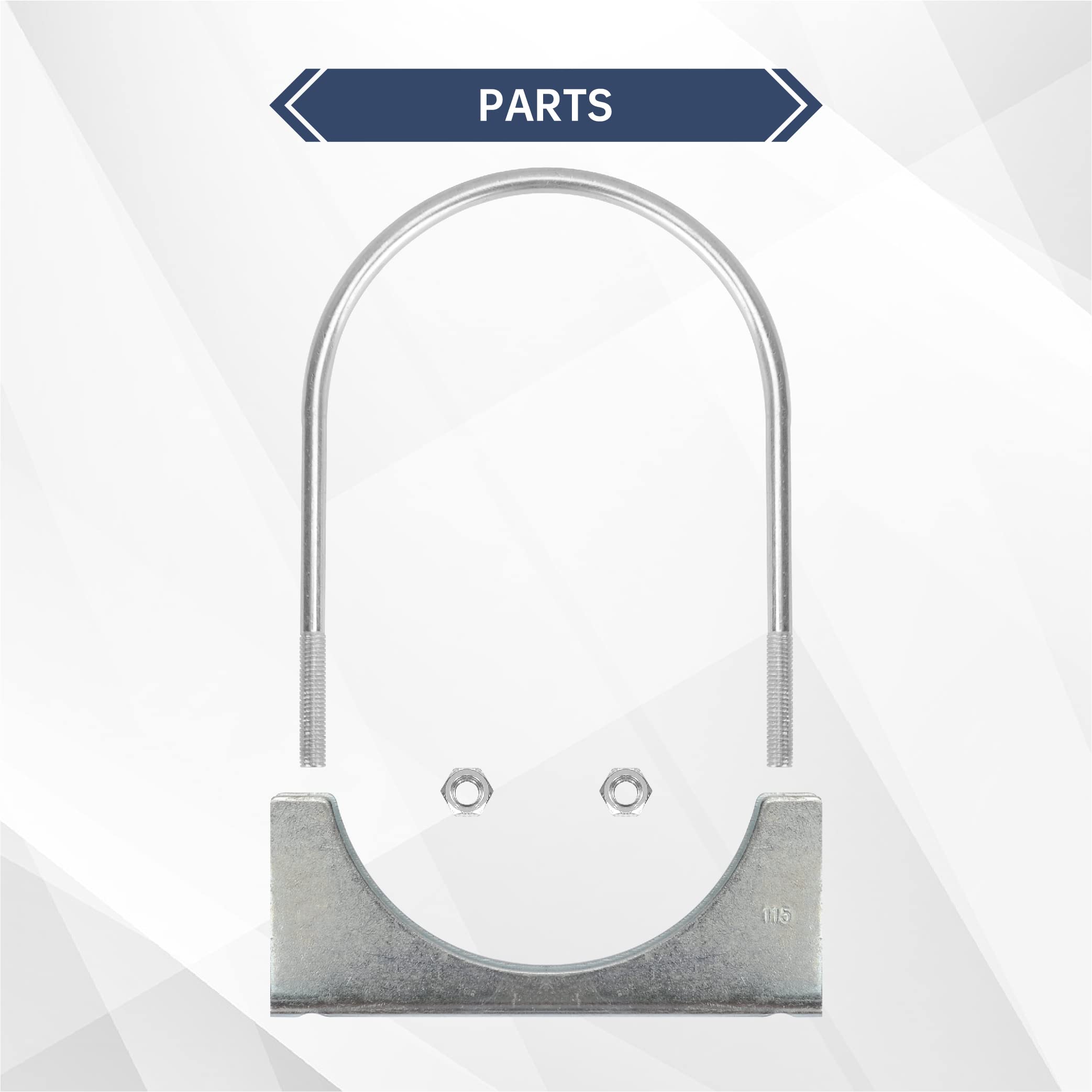 Batoneco 4.5'' U Bolt Clamp, Muffler Exhaust Clamps,4-1/2 Inch Saddle Style Heavy Duty Mild Steel(2-Pack)