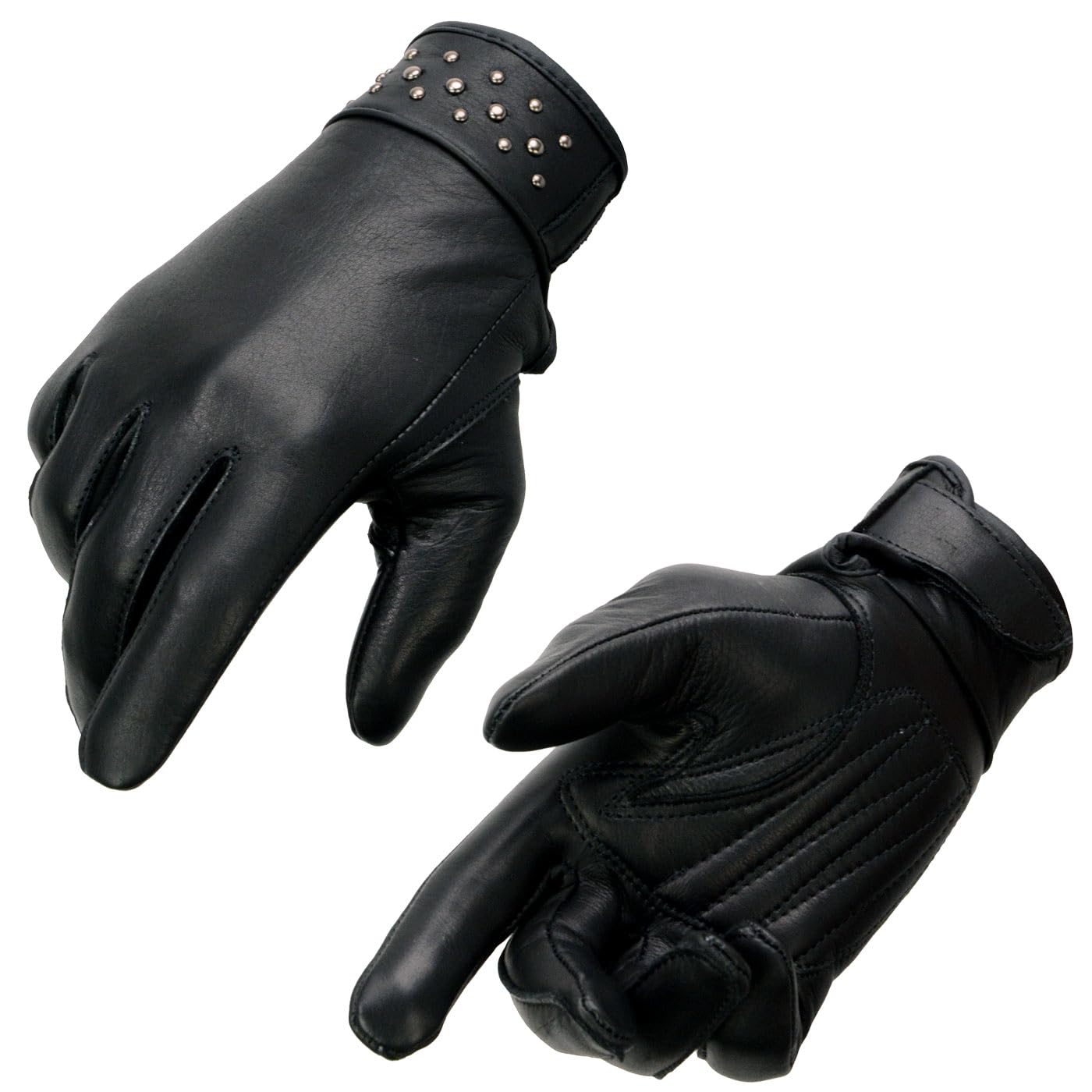 Milwaukee Leather MG7760 Women's Black Leather Gel Palm Lightweight Motorcycle Hand Gloves W/Stylish Wrist Detailing - X-Small