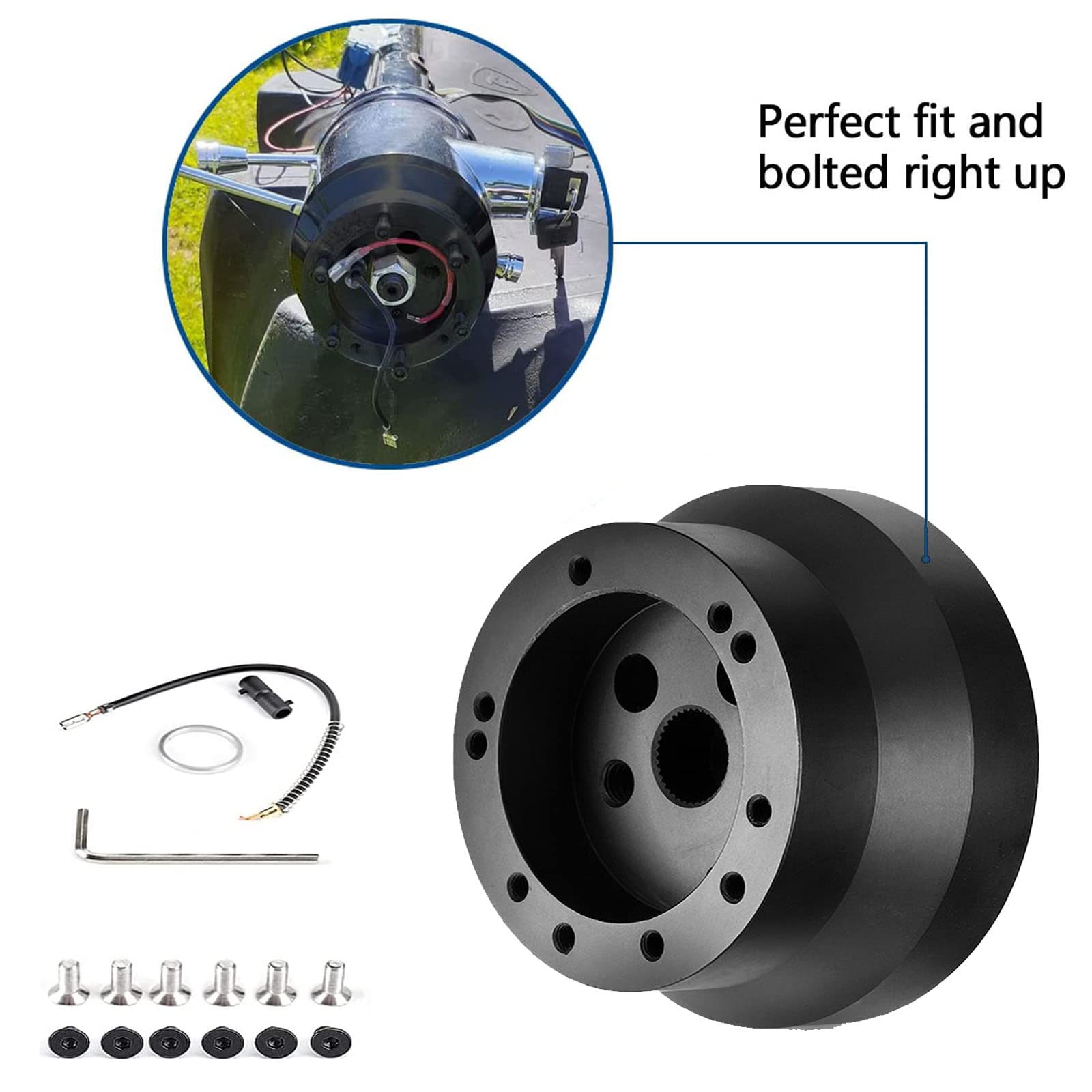 CNSPEED 5 & 6 Hole Steering Wheel Hub Adapter for GMC Chevy Pontiac Cadillac Truck Pickup (Black)