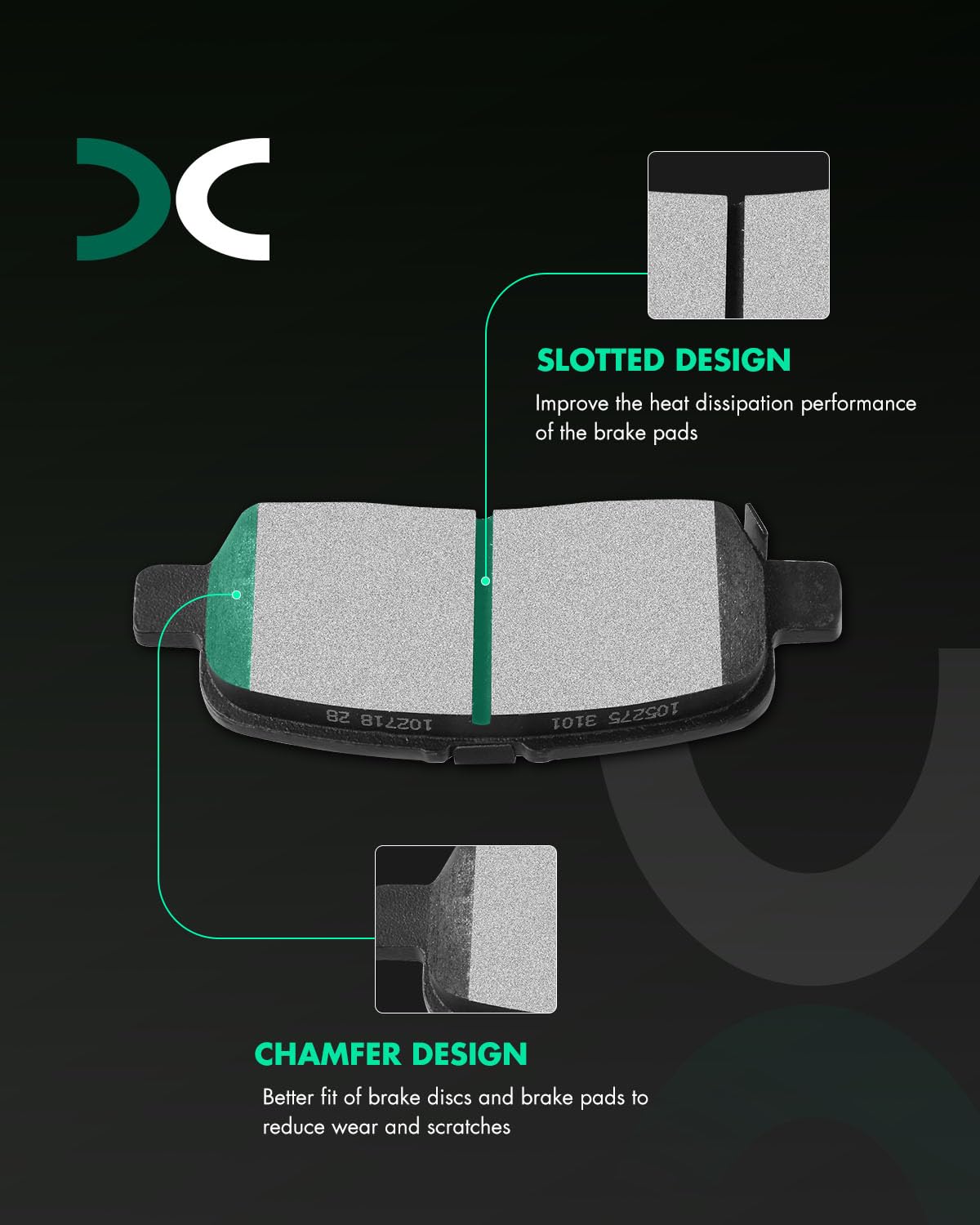 Scitoo D999 Rear Semi-Metal Brake Pads Sets Fit For Buick Allure 2005-2009,For Buick Lacrosse 2005-2009,For Chevy Impala 2011-20