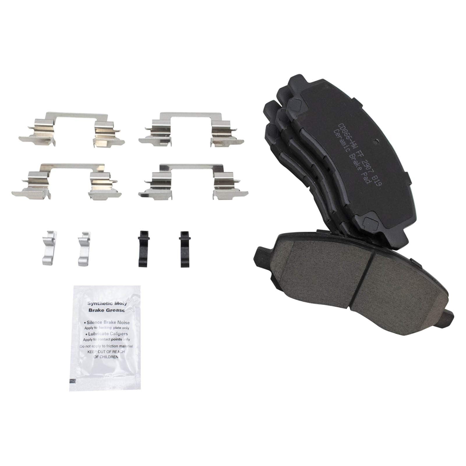 TRQ Front Posi Ceramic Brake Pad Kit Set for 200 / Avenger/Caliber/Compass/Eclipse/Galant/Lancer/Outlander/Outlander Sport/Patri
