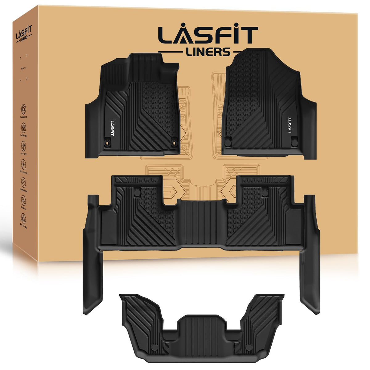 Lasfit Floor Mats For Acura Mdx (2022-2025) All Weather Floor Liner Tpe Custom Fit Car Mats For Acura Mdx 1St & 2Nd & 3Rd Row Ma