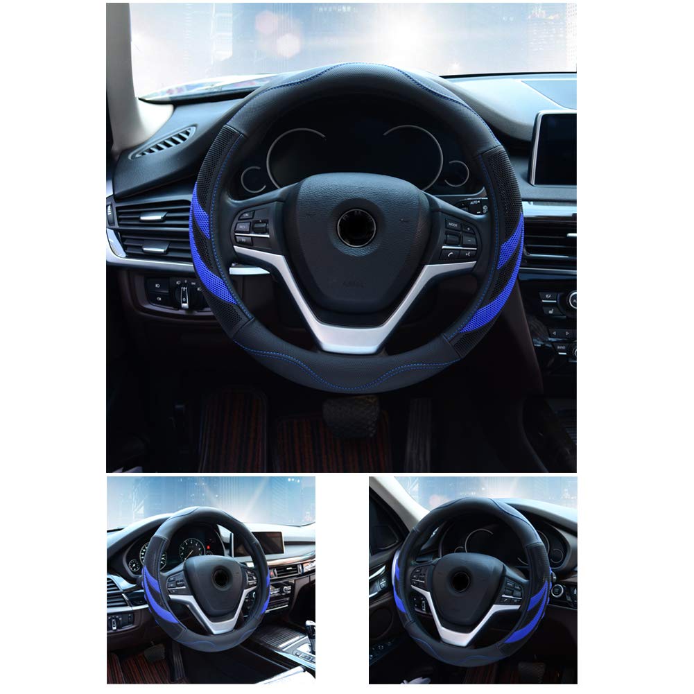 Alusbell Microfiber Leather Steering Wheel Cover Breathable Auto Car Steering Wheel Cover For Men And Women Universal 15 Inches