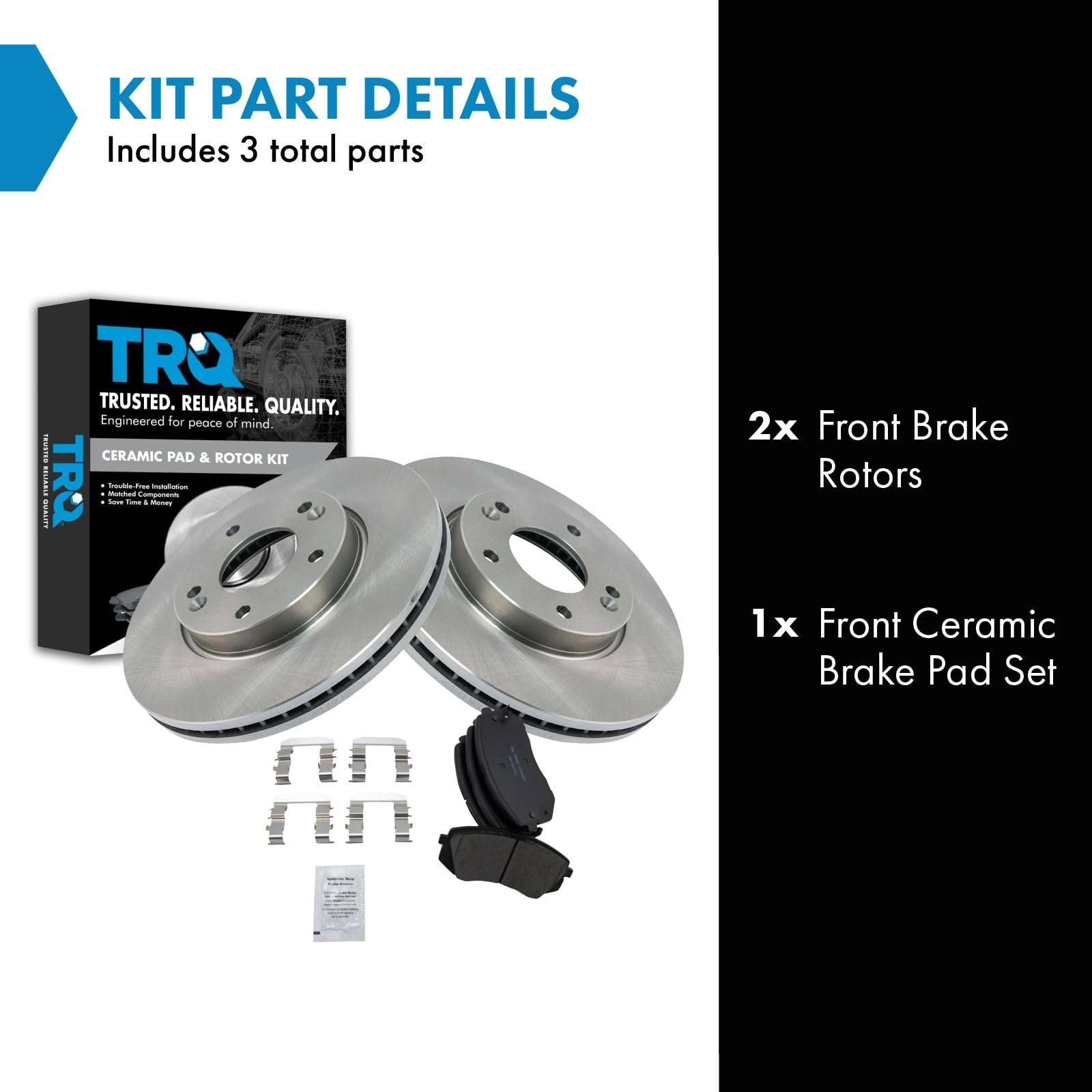 Trq Front Brake Pad & Rotor Kit Brake Pads Brake Rotor Ceramic Compatible With 2007-2009 Kia Rondo