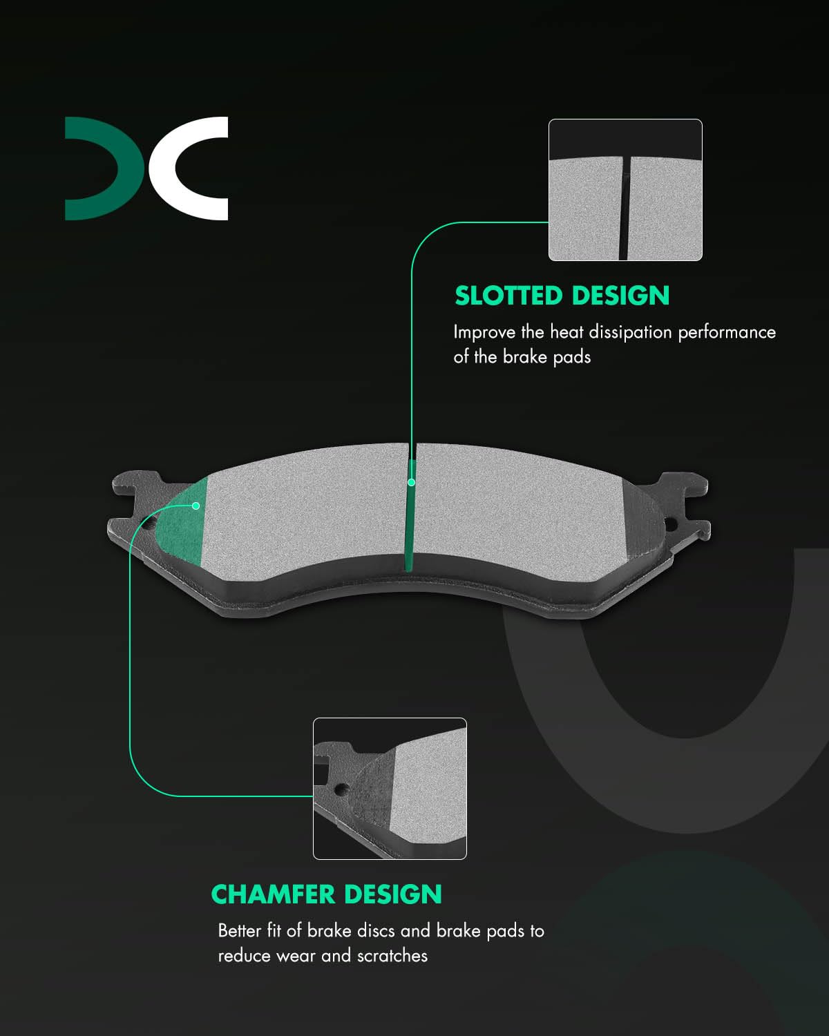 SCITOO Disc Brake Pads Kits D1077-7865 Semi Metallic Rear Brake Pads Set Fit For Dodge For Ram 1500 2004-2008,For Dodge For Ram