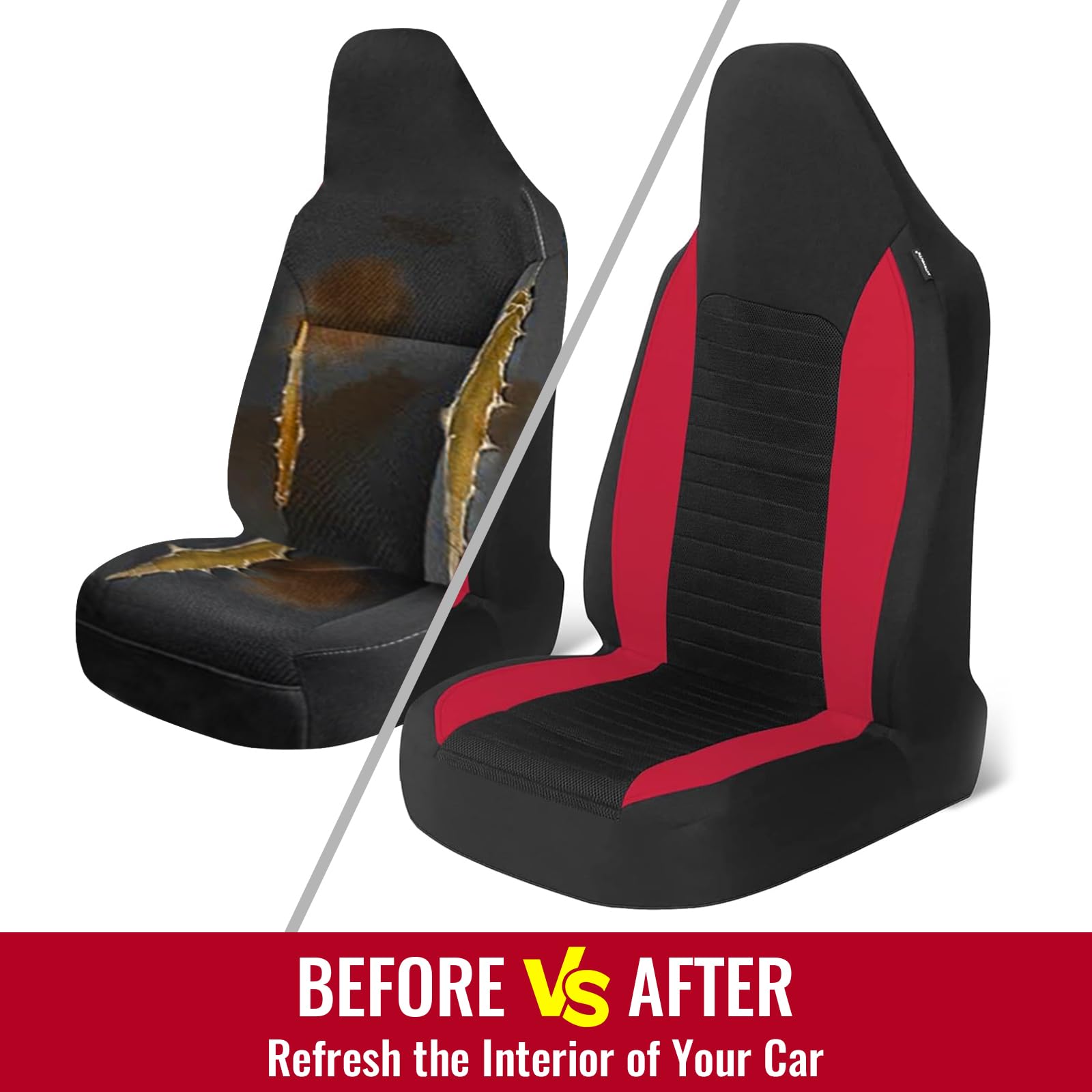 Autoyouth Car Seat Covers - Achieve The Perfect Combination Of Style And Protection With Universal Fit For Sedan, Truck, Suv - Black Red