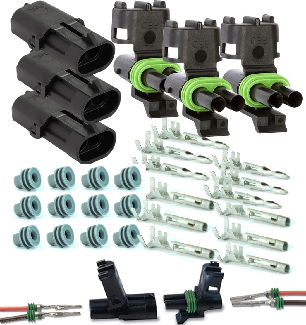 Aptiv 2 Pin Weatherpack, 20 Amp Terminal Kit 10-20 (2-Pin (14,16Ga)- 3Set)
