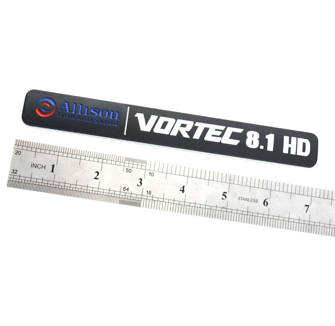 2 Pack Allison Transmission 8.1 Hd 8.1L Vortec Emblem Sticke Decals Badges Replacement For 2500Hd 3500Hd Gmc Silverado Sierra Truck (Black/White)