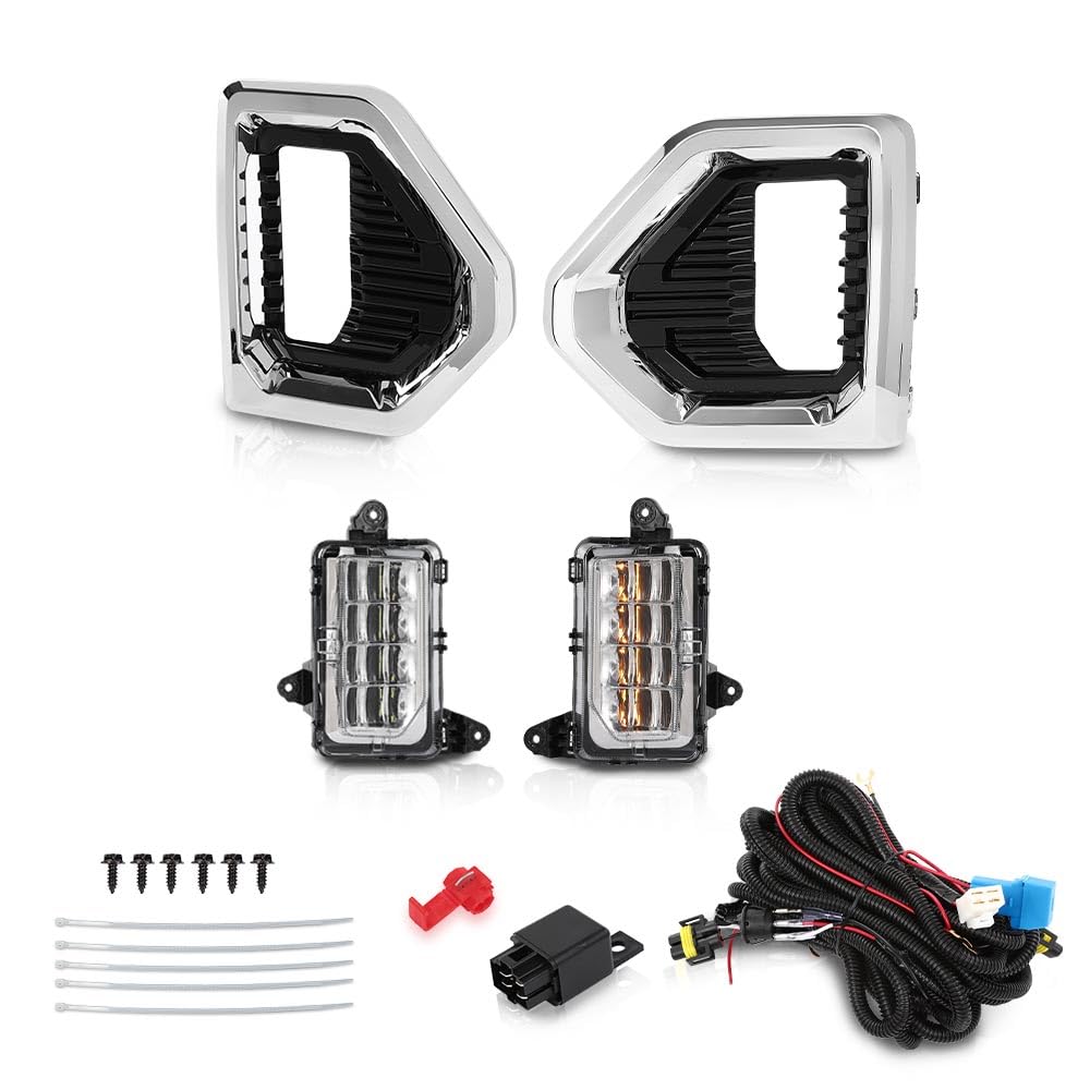 G-Plus Led Fog Lights W/Switch & Bezel Left And Right Side Compatible With Gmc Sierra 1500 Denali/Slt/At4 Models Only 2019-2021,