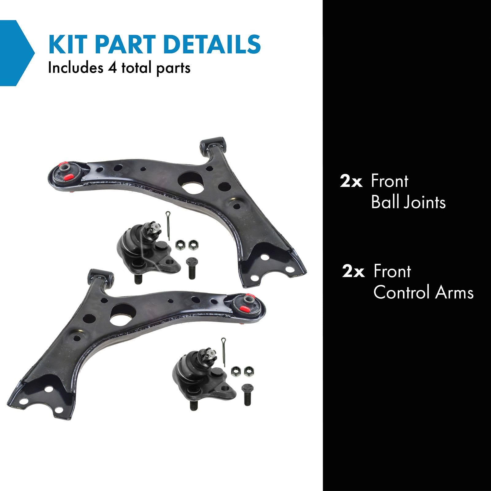 TRQ 4 Piece Kit Lower Control Arm & Ball Joint LH RH for 01-03 Toyota Rav4