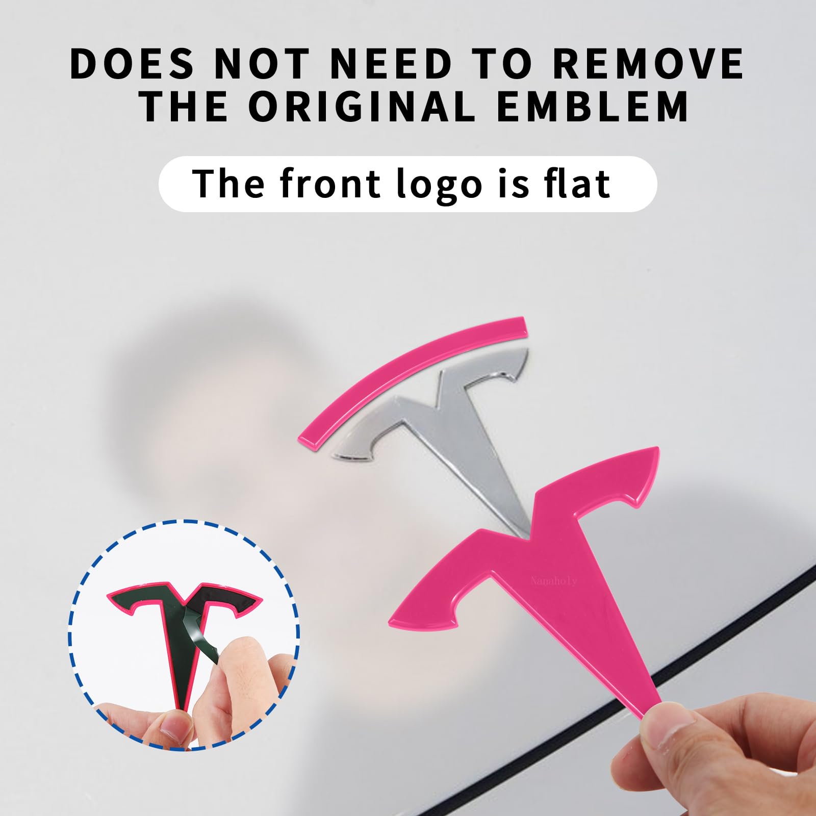 Emblem Accessories Compatible With Tesla Model Y 2023 2022 2021 3Pcs Logo Cover