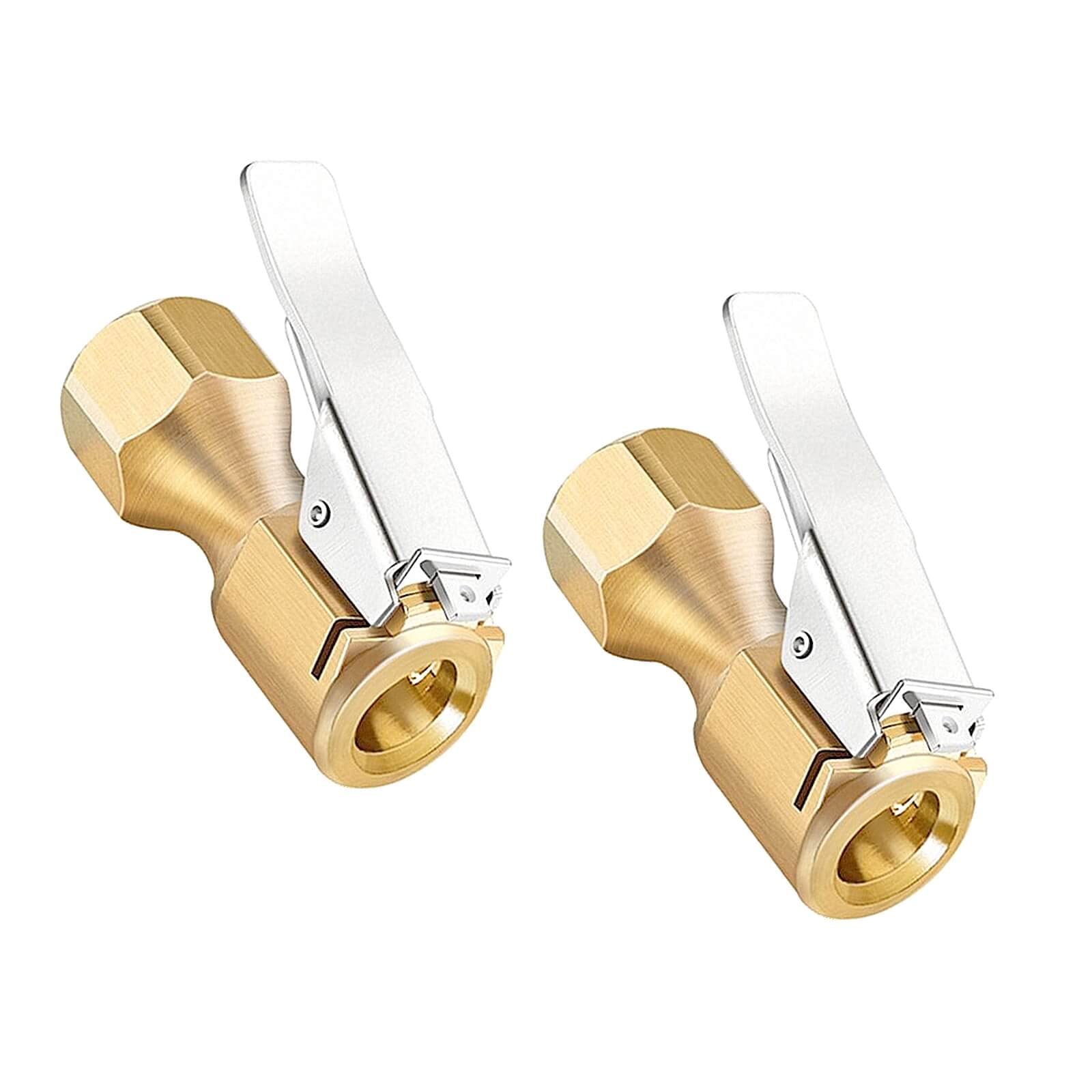 Heavy Duty Brass Air Chuck, Open Flow Straight Tire Chuck With Lock-On Clip, 1/4'' Fnpt Tyre Chuck For Tire Inflator Pressure Ga